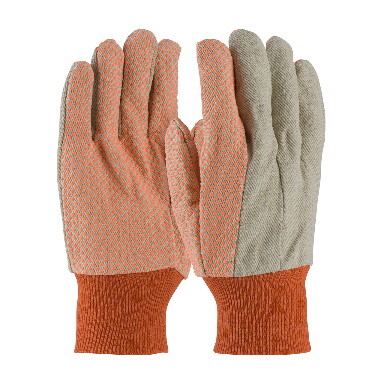 PIP 91-910PDO Premium Grade Cotton Canvas Glove with PVC Dot Grip on Palm, Thumb and Forefinger - 10 oz