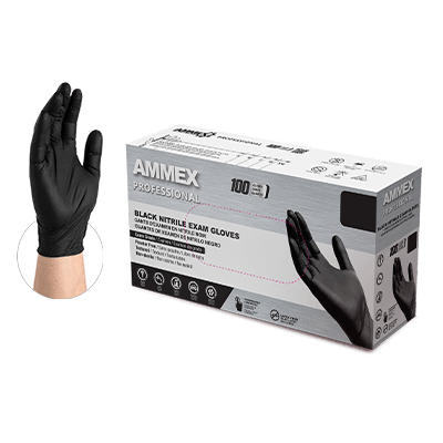Ammex ABNPF Ammex Exam Grade Black Nitrile Gloves, Powder Free