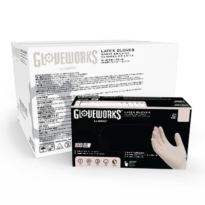 Ammex TLF Gloveworks Industrial Grade Ivory 5 Mil Latex Gloves, Powder Free