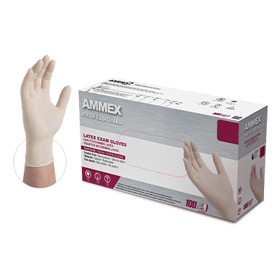 Ammex GPPFT Gloveplus Exam Grade 4 Mil Latex Gloves, Powder Free