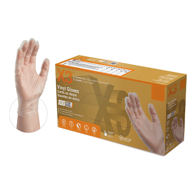 Ammex GPX3 Industrial Grade 3 Mil Vinyl Gloves, Powder Free