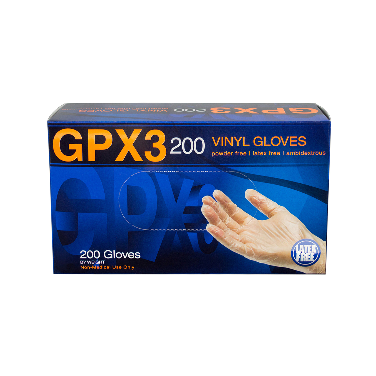 Ammex GPX3D 200 Industrial Grade 3 Mil Vinyl Gloves, Powder Free
