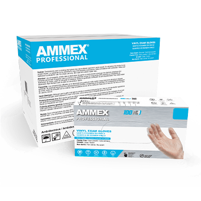 Ammex VPF Ammex Exam Grade Powder Free Clear 3 Mil Vinyl Gloves, Powder Free