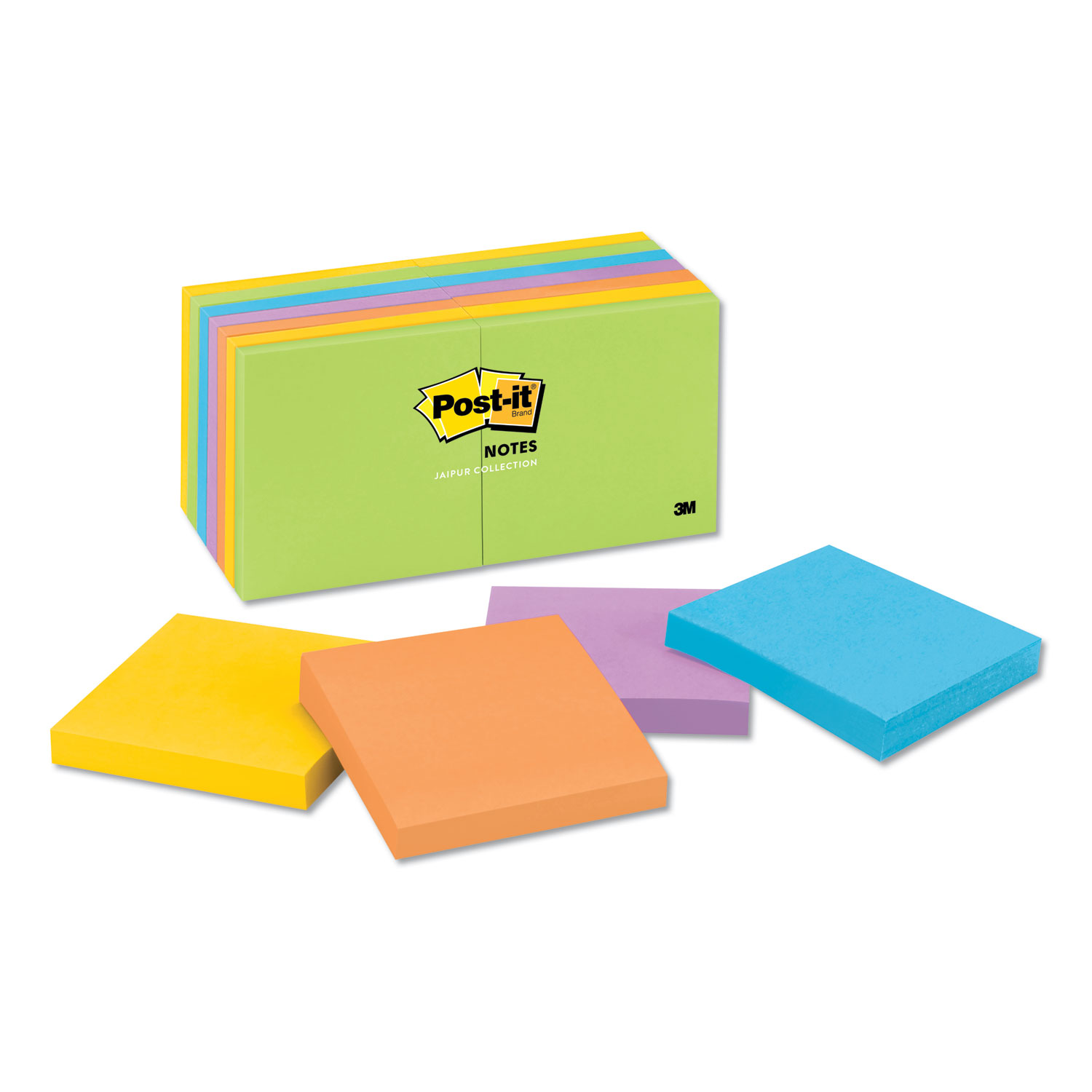 Post-it Notes MMM65414AU Original Pads in Jaipur Colors, 3 x 3, 100-Sheet, 14/Pack