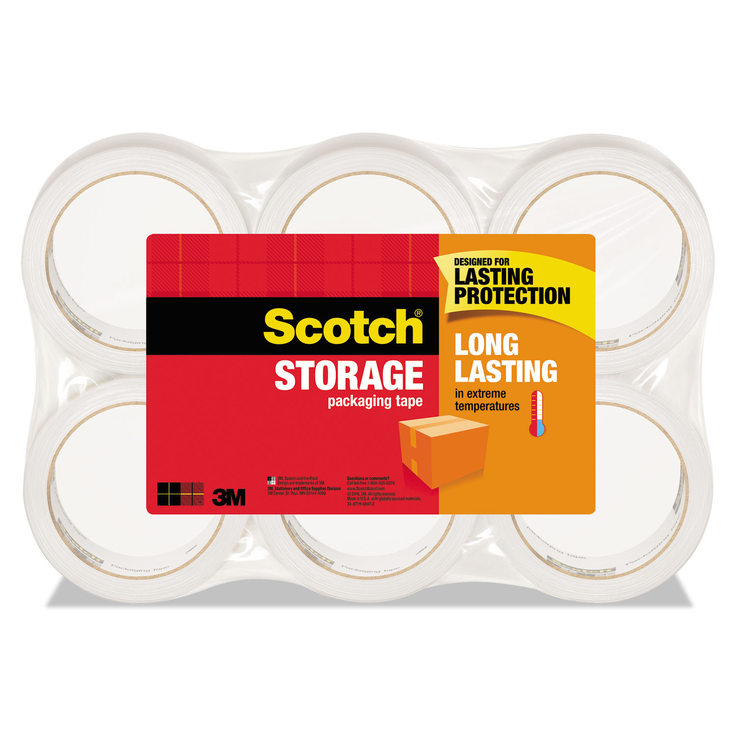 Scotch MMM36506 Storage Tape, 1.88" x 54.6yds, 3" Core, Clear, 6 Rolls/Pack