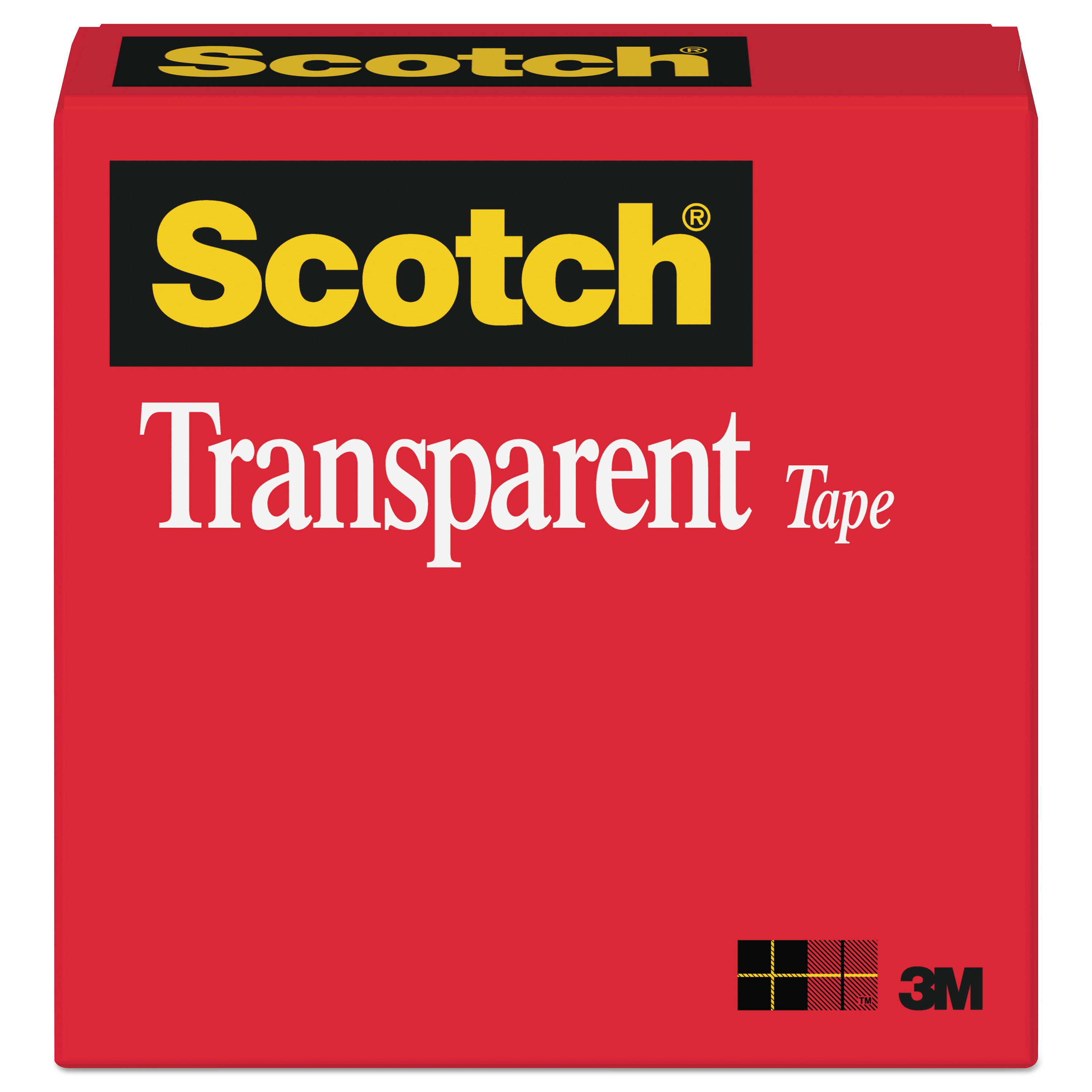 Scotch MMM600121296 Transparent Tape, 1/2" x 1296", 1" Core, Clear