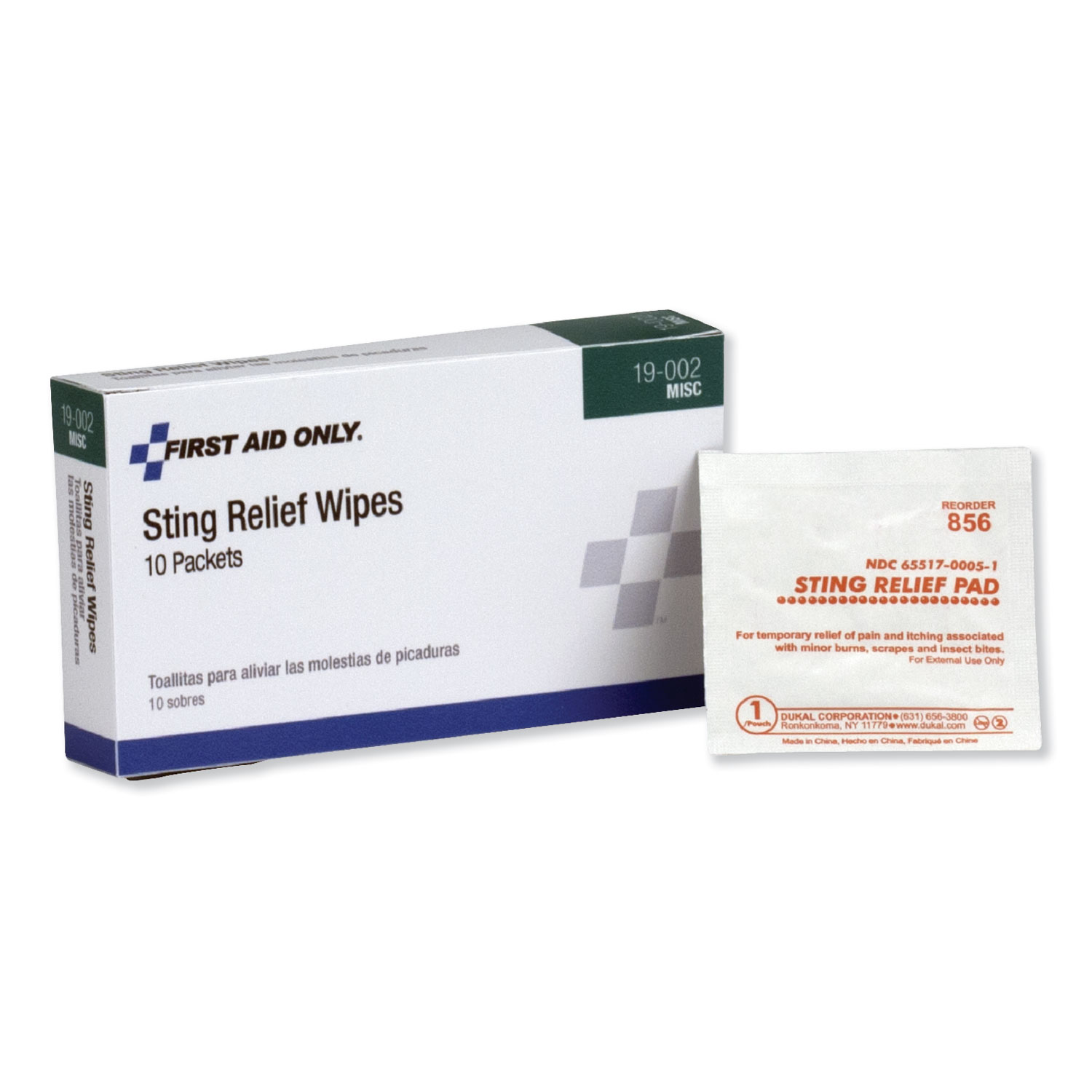 PhysiciansCare by First Aid Only FAO19002 First Aid Sting Relief Pads, 10/Box