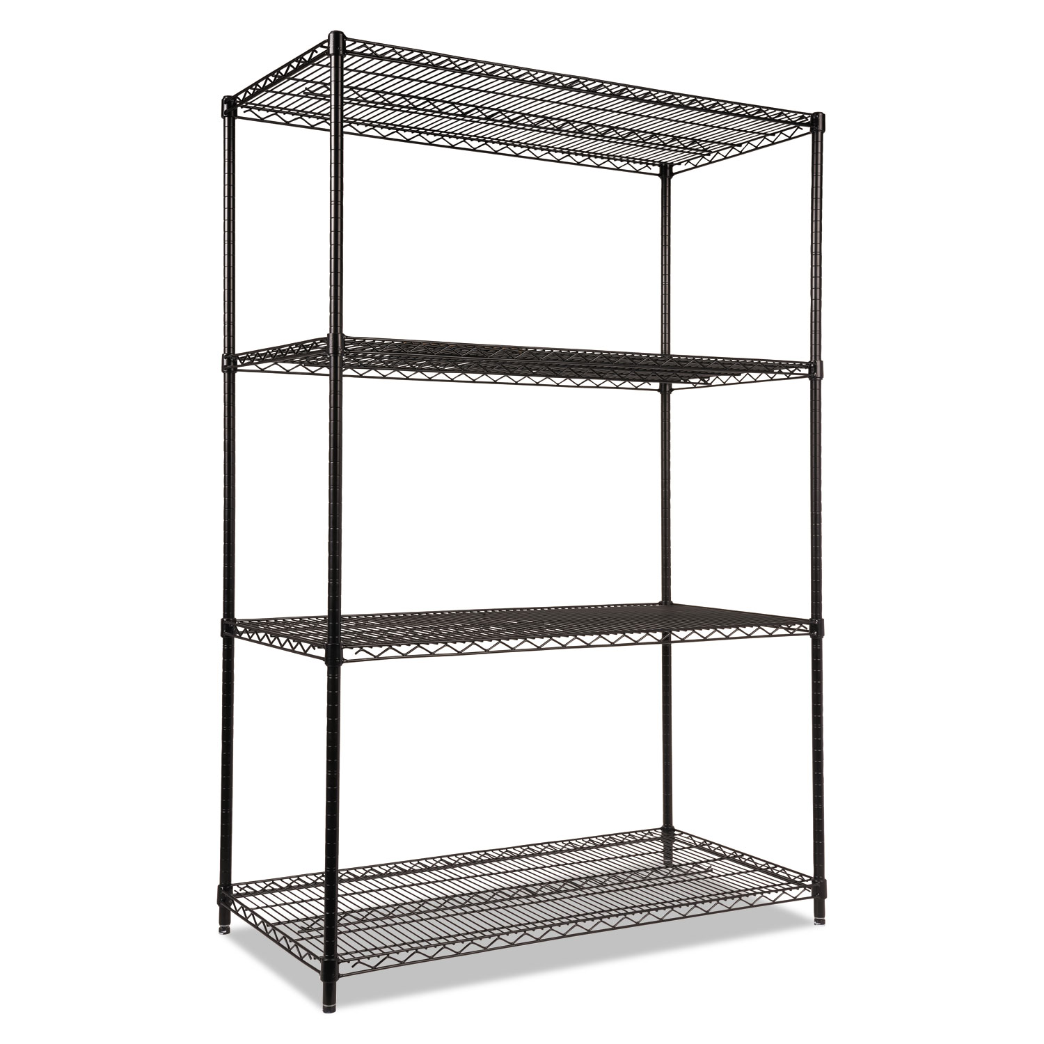Alera ALESW504824BL NSF Certified Industrial 4-Shelf Wire Shelving Kit, 48 x 24 x 72, Black