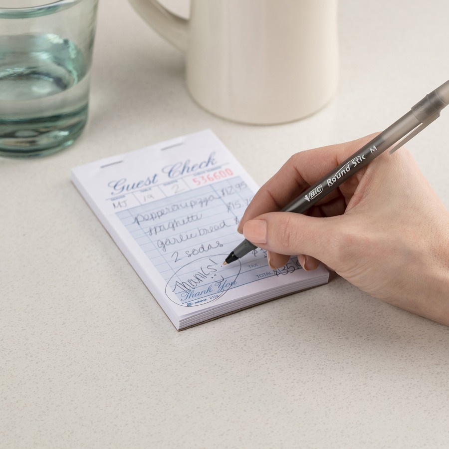 BIC BICGSM11BK Round Stic Xtra Life Stick Ballpoint Pen, 1mm, Black Ink, Smoke Barrel, Dozen