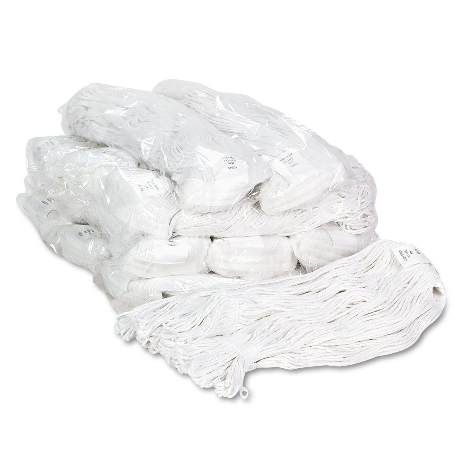 Boardwalk BWK4024RCT Pro Loop Web/Tailband Wet Mop Head, Rayon, #24 Size, White, 12/Case