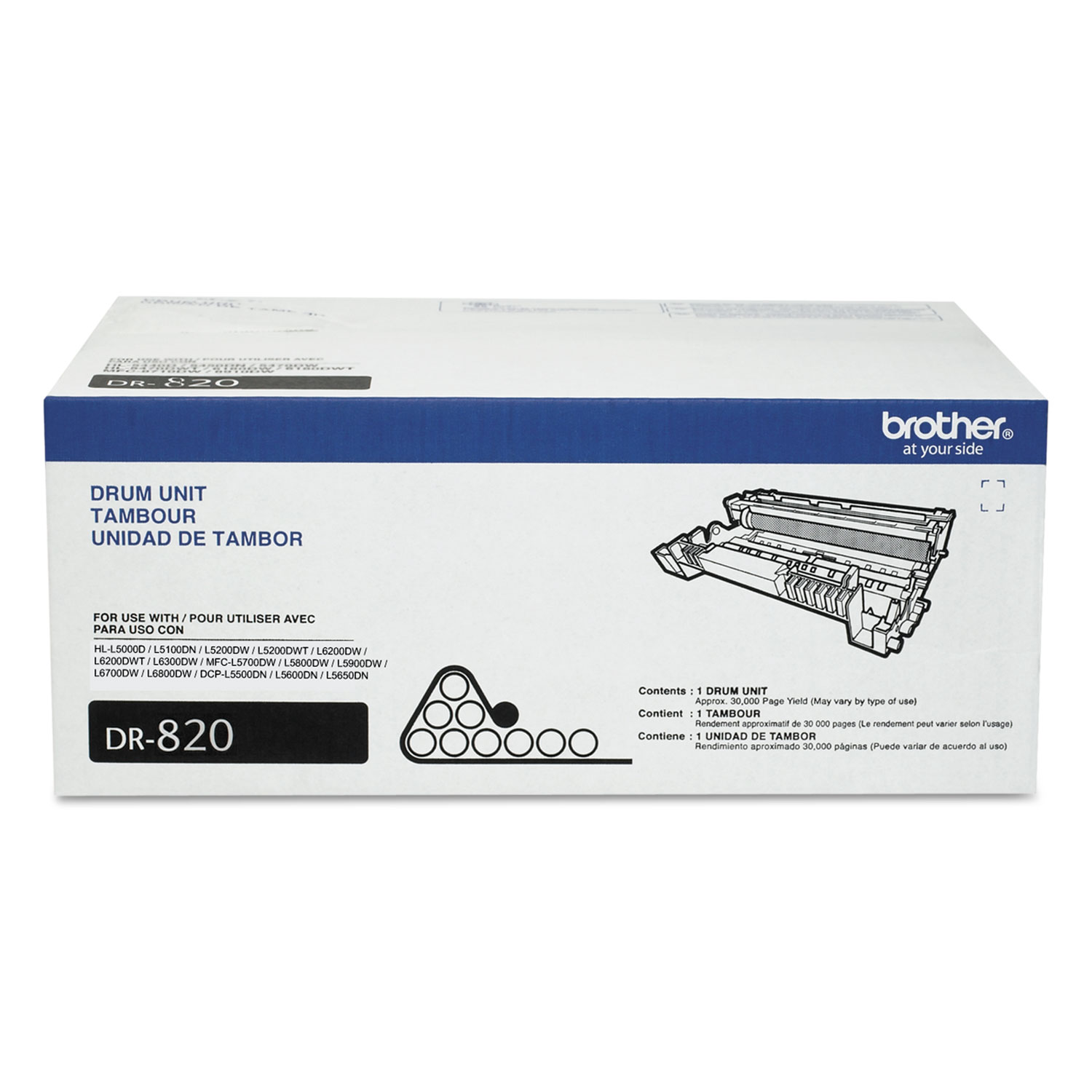 Brother BRTDR820 DR820 Drum Unit, 50000 Page-Yield