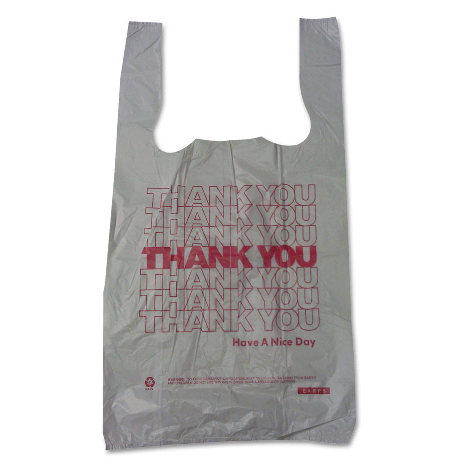Barnes Paper Company BPC10519THYOU Thank You High-Density Shopping Bags, 10w x 5d x 19h, White, 2000/Case