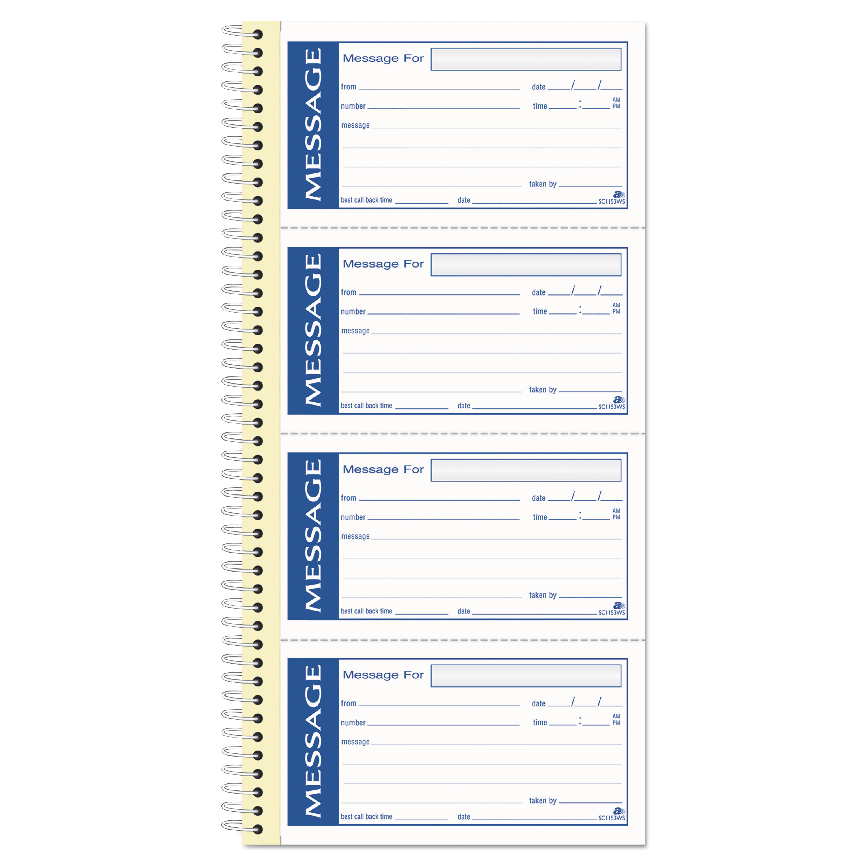 Adams ABFSC1153WS Write 'n Stick Phone Message Pad, 2 3/4 x 4 3/4, Two-Part Carbonless, 200 Forms