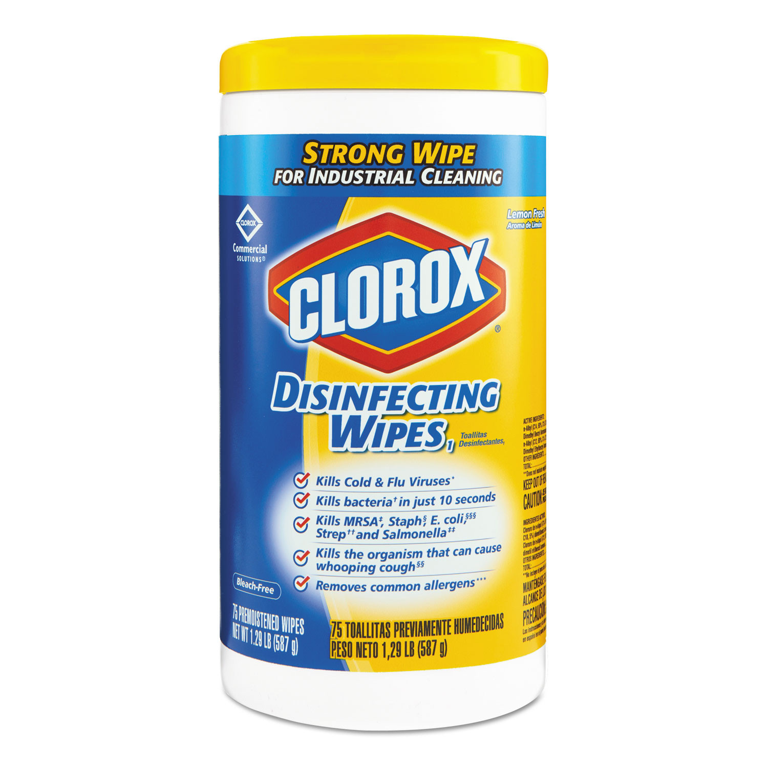 Clorox CLO15948EA Disinfecting Wipes, 7 x 8, Lemon Fresh, 75/Canister