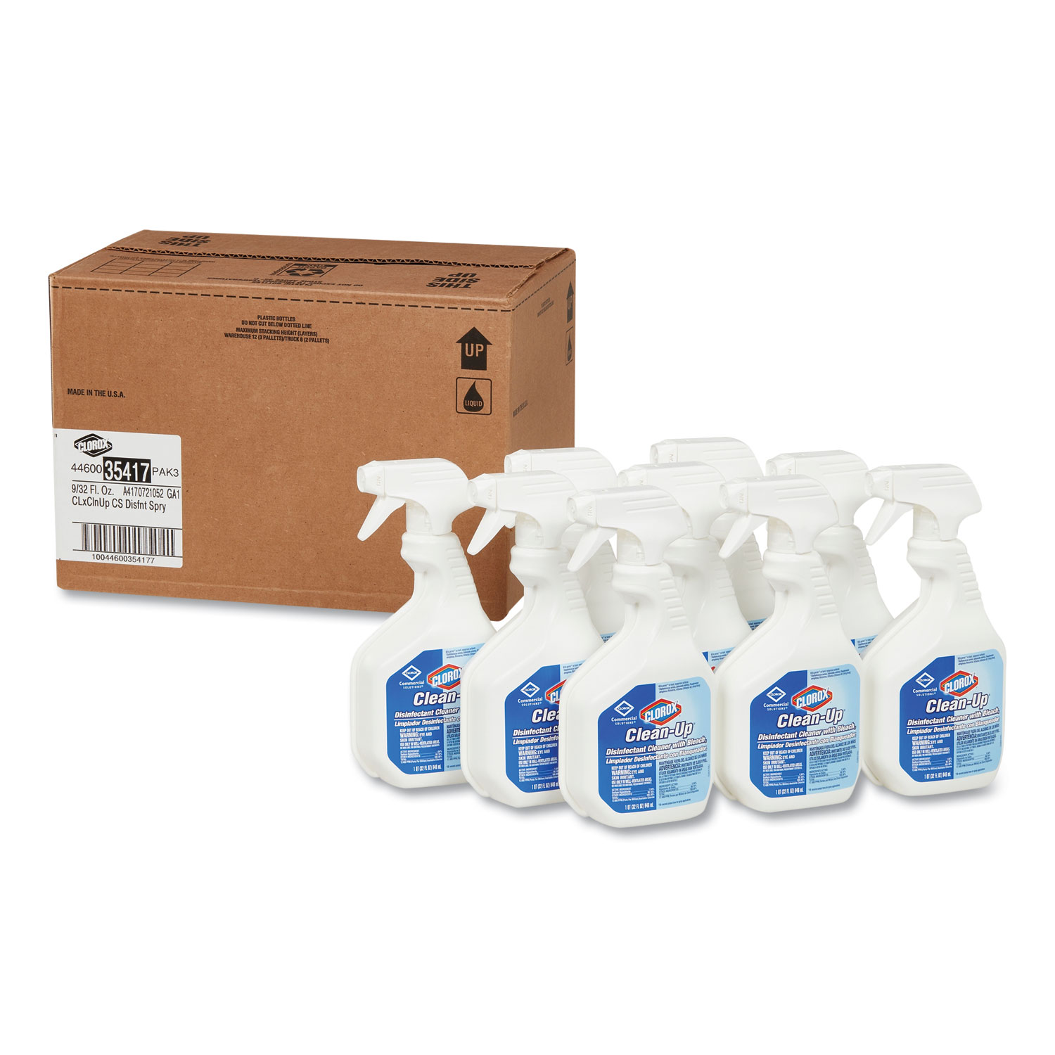 Clorox CLO35417CT Clean-Up Disinfectant Cleaner with Bleach, 32oz Smart Tube Spray, 9/Case