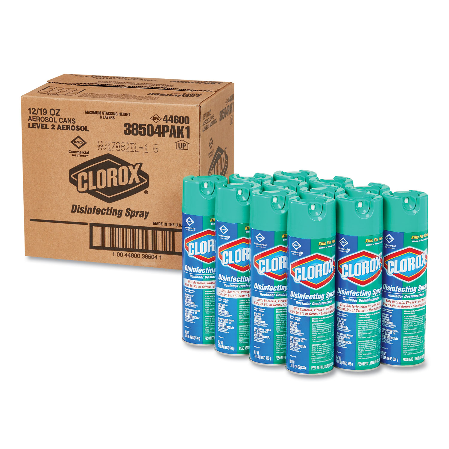 Clorox CLO38504CT Disinfecting Spray, Fresh, 19oz Aerosol, 12/Case