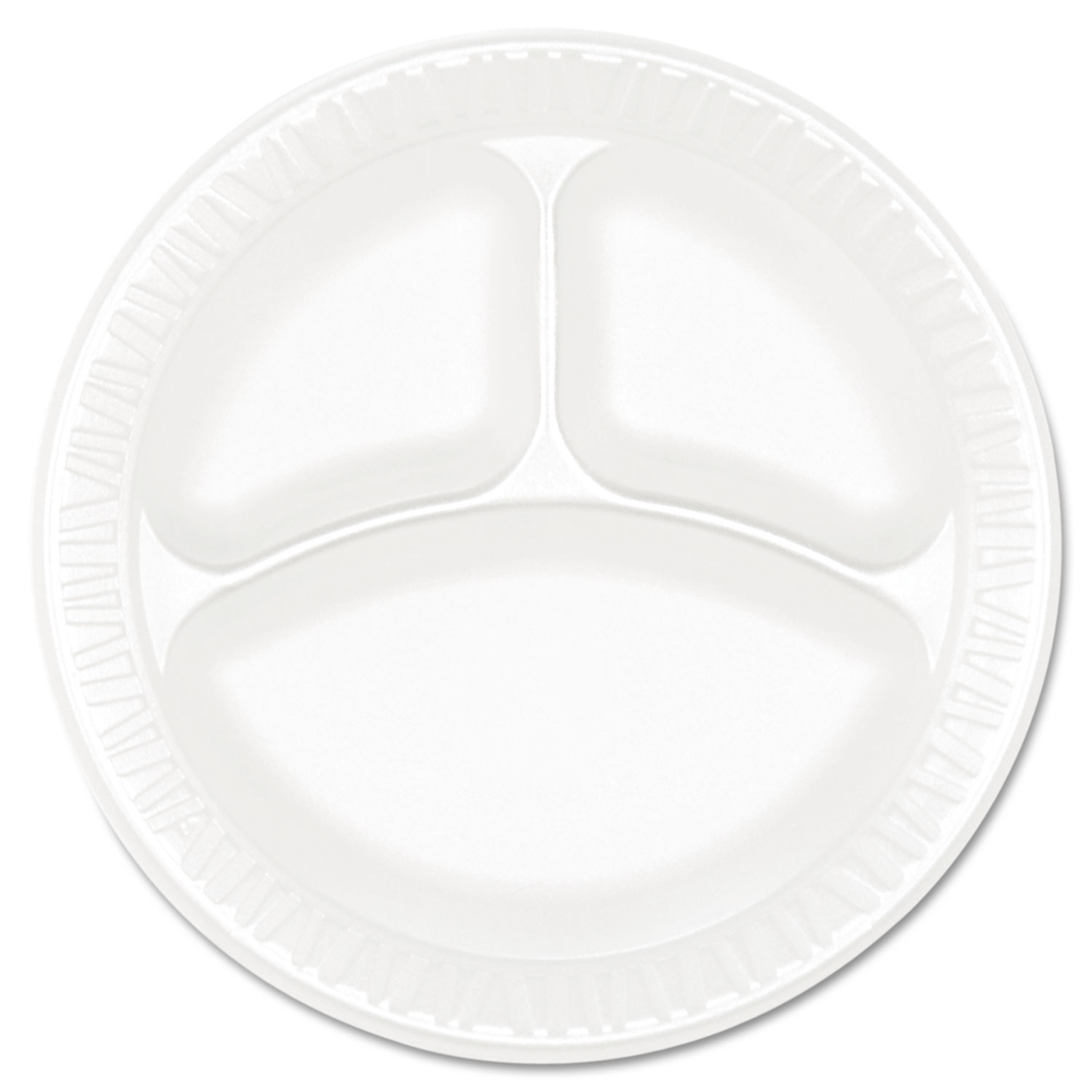 Dart DCC9CPWCR Concorde Foam Plate, 3-Comp, 9" dia, White, 125/Pack, 4 Packs/Case