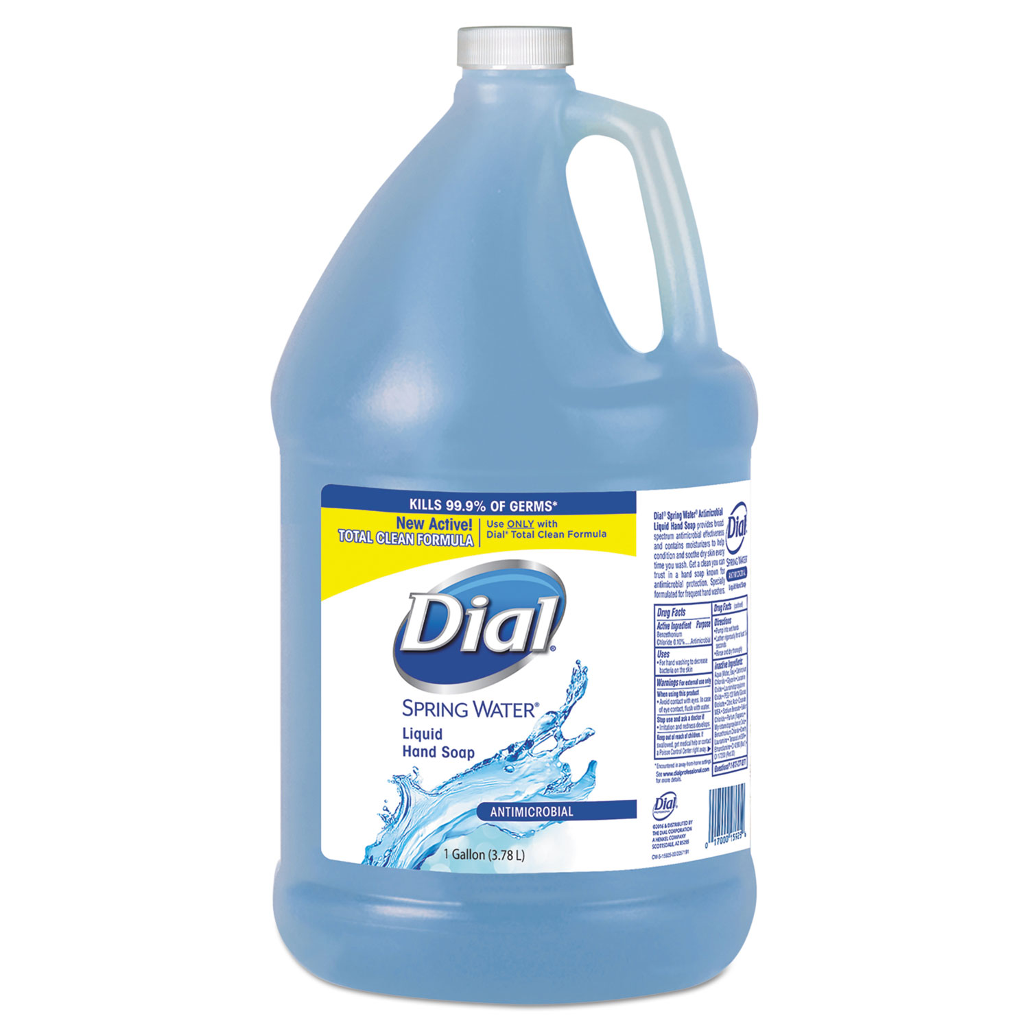 Dial DIA15926 Antimicrobial Liquid Hand Soap, Spring Water Scent, 1 gal Bottle, 4/Case