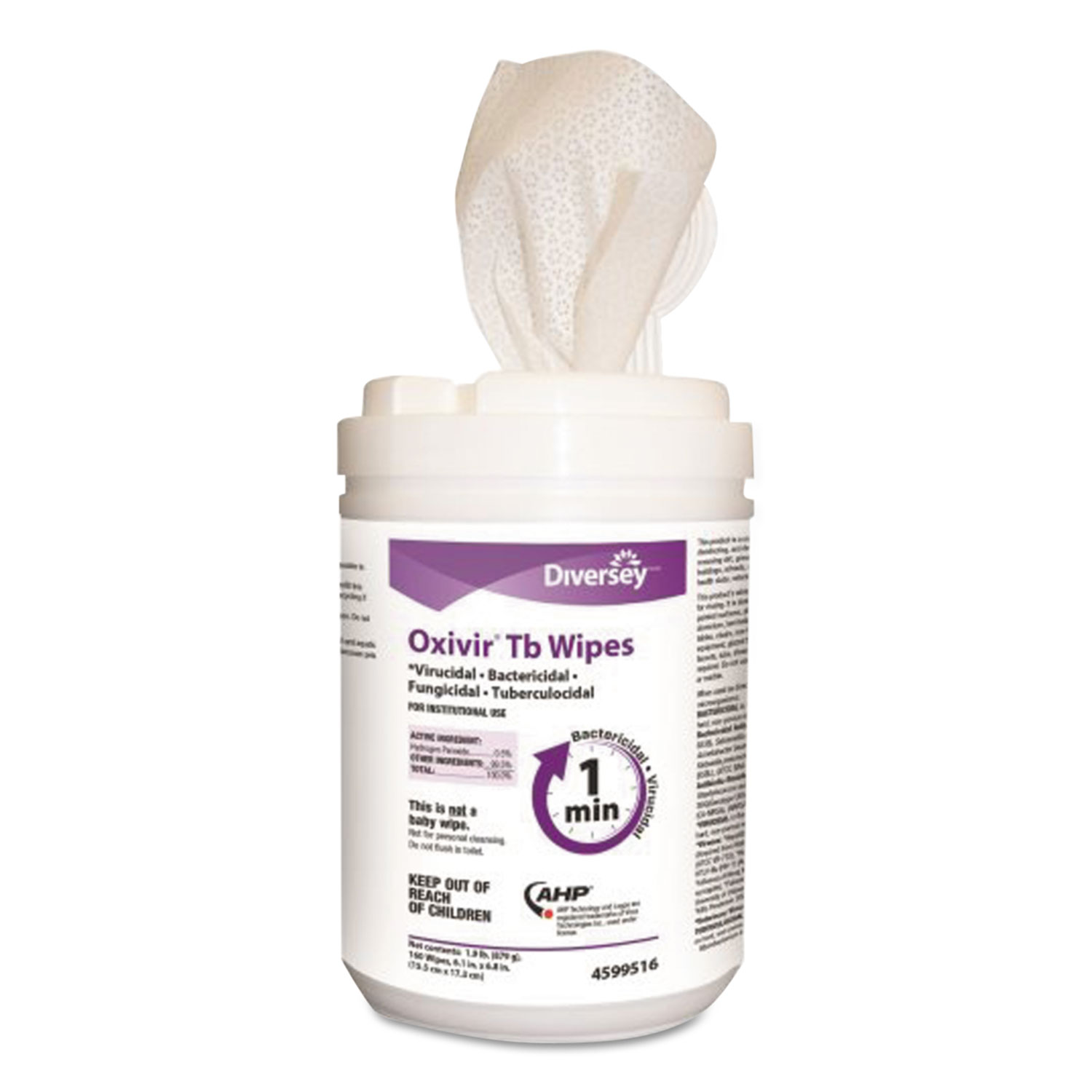 Diversey DVO4599516 Oxivir TB Disinfectant Wipes, 6 x 7, White, 160/Canister, 12 Canisters/Case