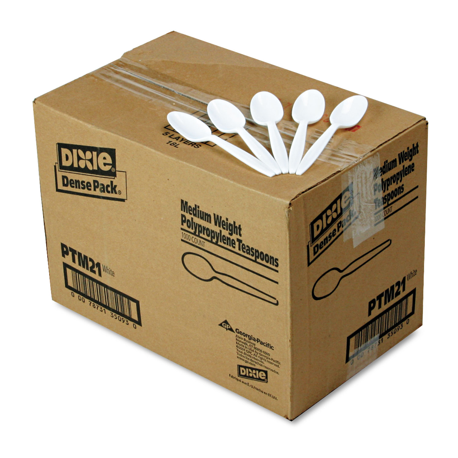 Dixie DXEPTM21 Plastic Cutlery, Mediumweight Teaspoons, White, 1000/Case
