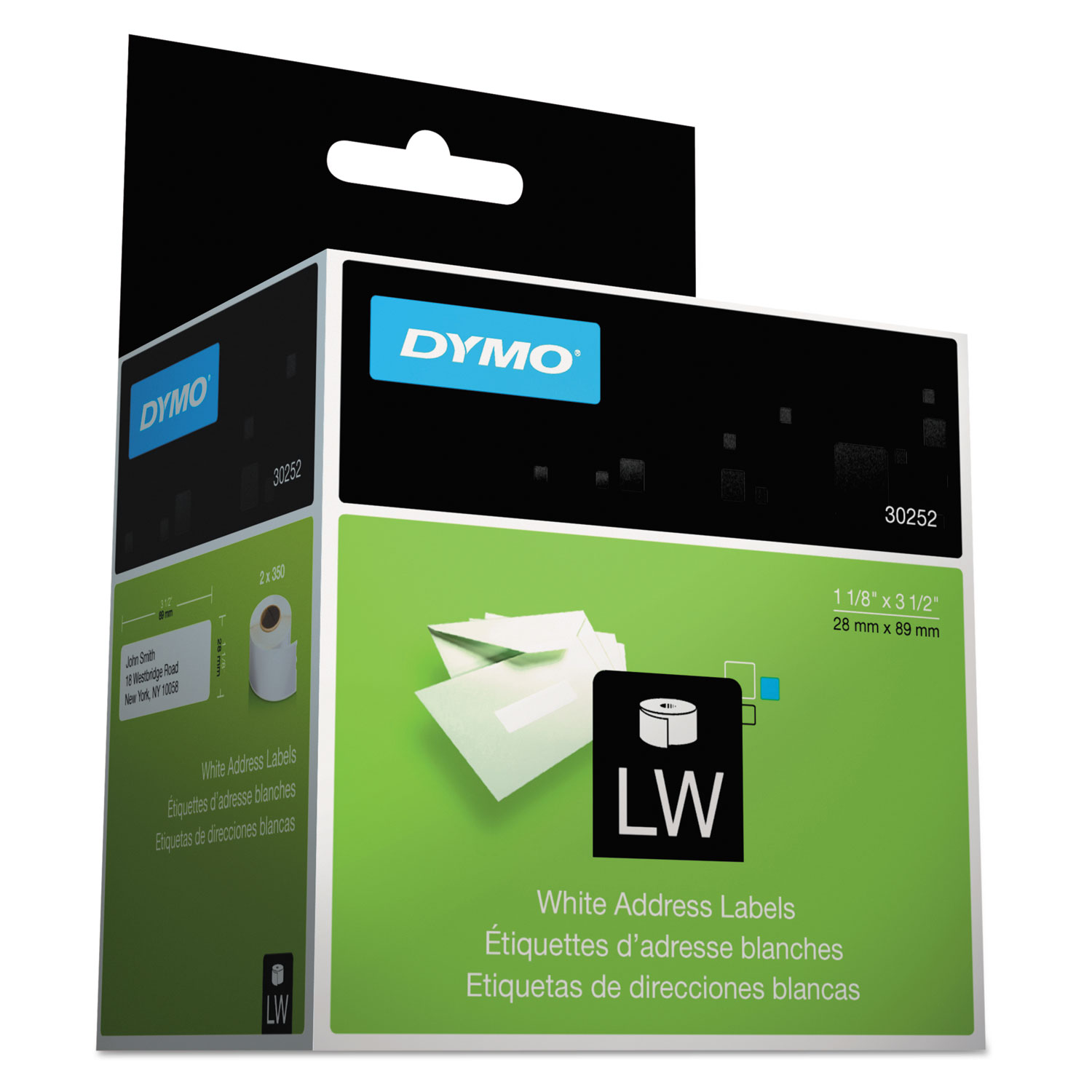 DYMO DYM30252 LabelWriter Address Labels, 1 1/8 x 3 1/2, White, 350 Labels/Roll, 2 Rolls/Pack