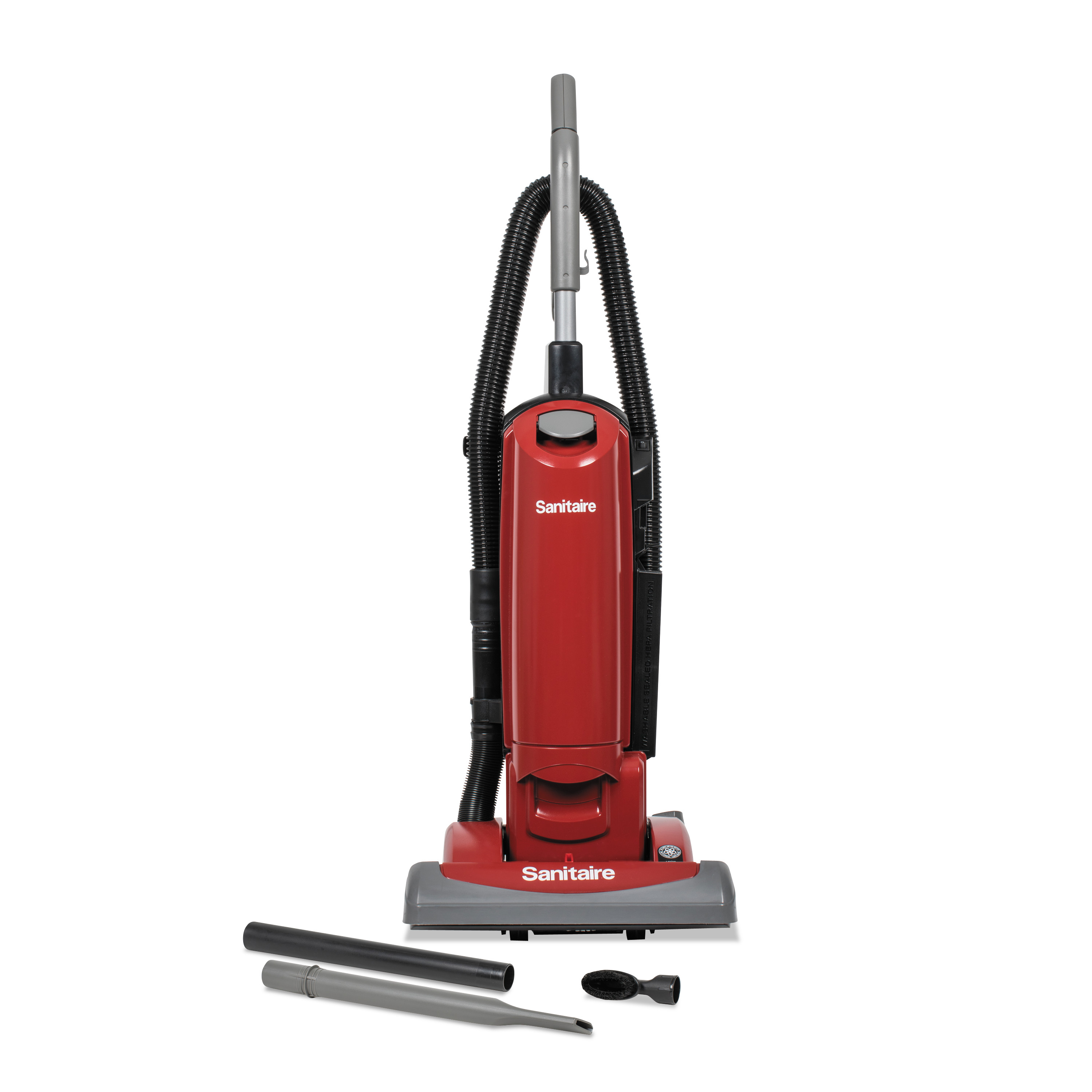 Sanitaire EURSC5815E FORCE QuietClean Upright Bagged Vacuum, Sealed HEPA, 23 lb, 4.5 qt, Red