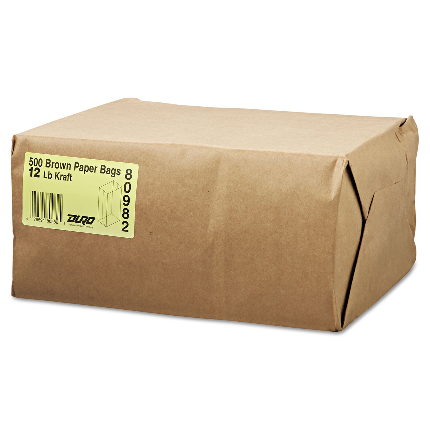General BAGGK12500 #12 Paper Grocery Bag, 40lb Kraft, Standard 7 1/16 x 4 1/2 x 13 3/4, 500 bags