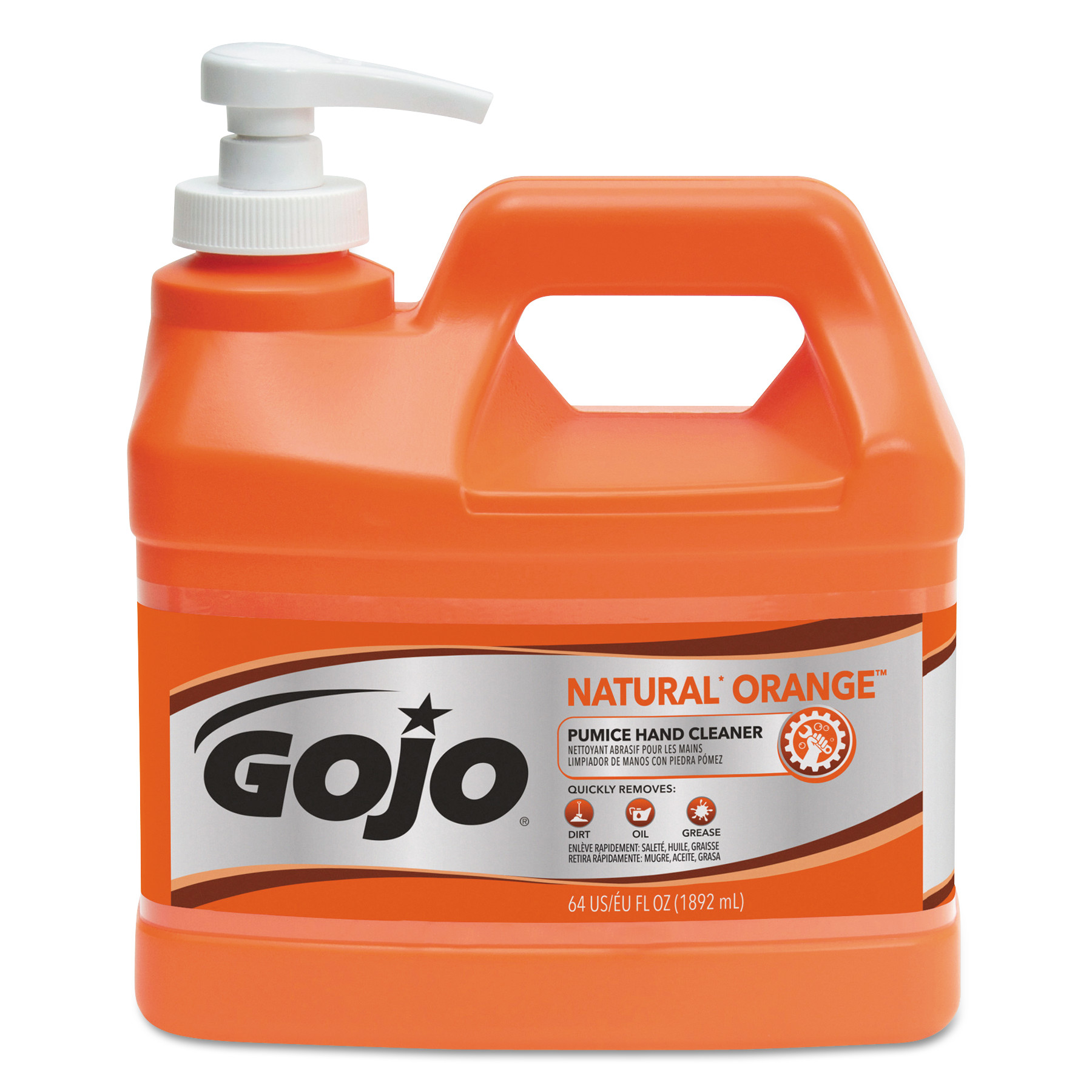 GOJO GOJ095804 NATURAL ORANGE Pumice Hand Cleaner, Orange Citrus Scent, .5gal Pump Bottle, 4/CT