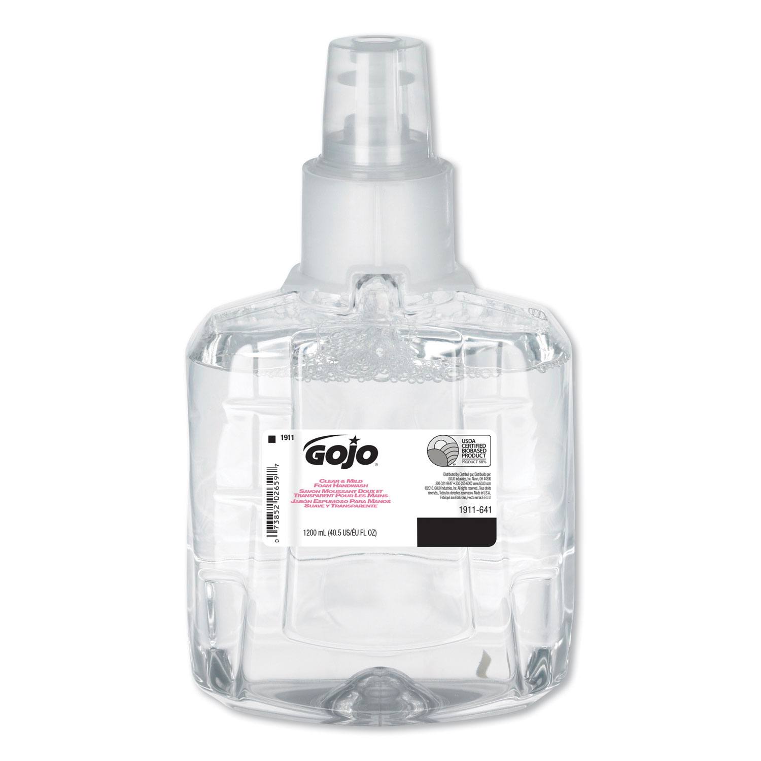 GOJO GOJ191102CT Clear & Mild Foam Handwash Refill, Fragrance-Free, 1200mL Refill, 2/Case