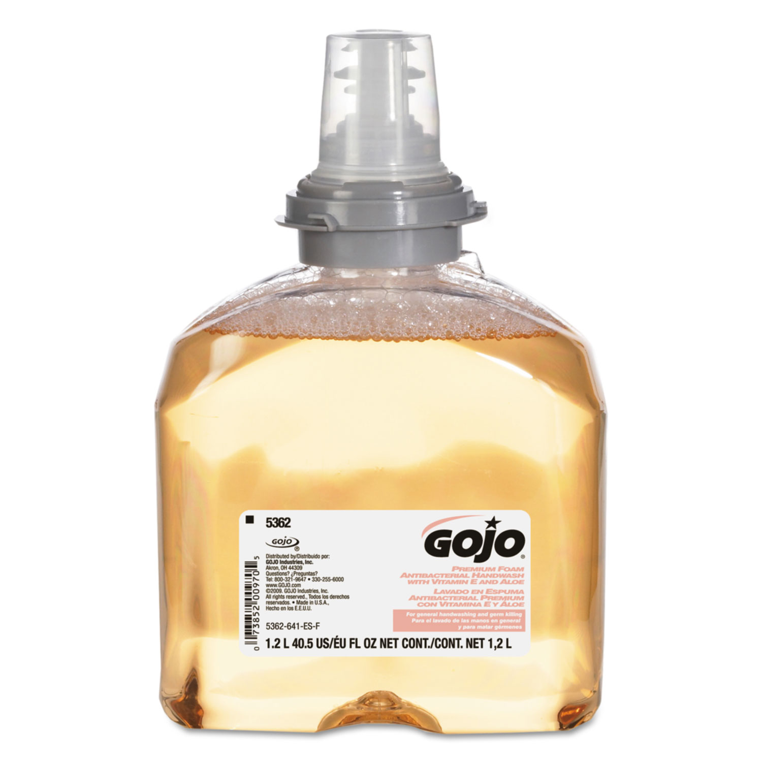 GOJO GOJ536202 Premium Foam Antibacterial Hand Wash, Fresh Fruit Scent, 1200mL, 2/Case