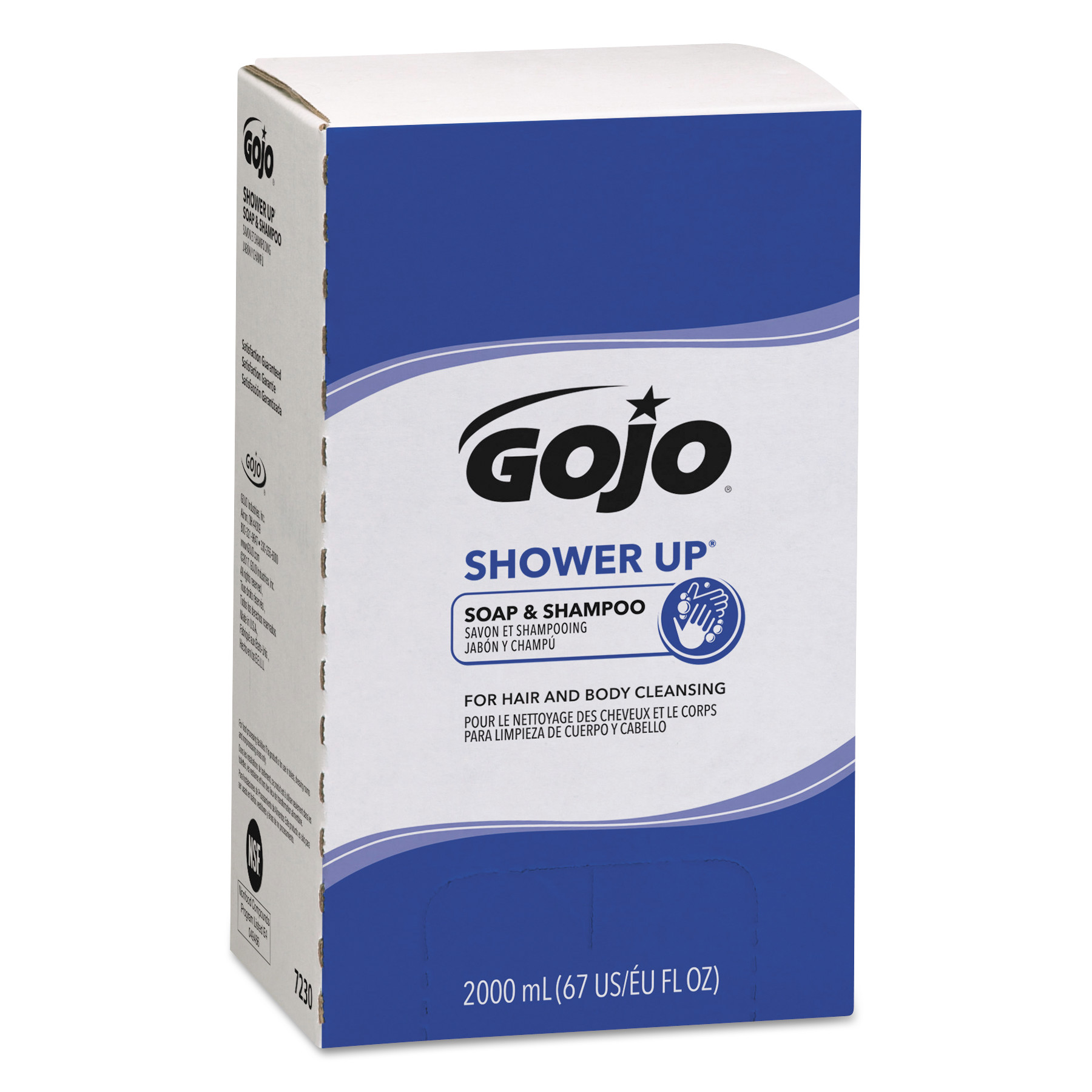 GOJO GOJ7230 SHOWER UP Soap and Shampoo, Rose Colored, Pleasant Scent, 2000mL Refill, 4/CT