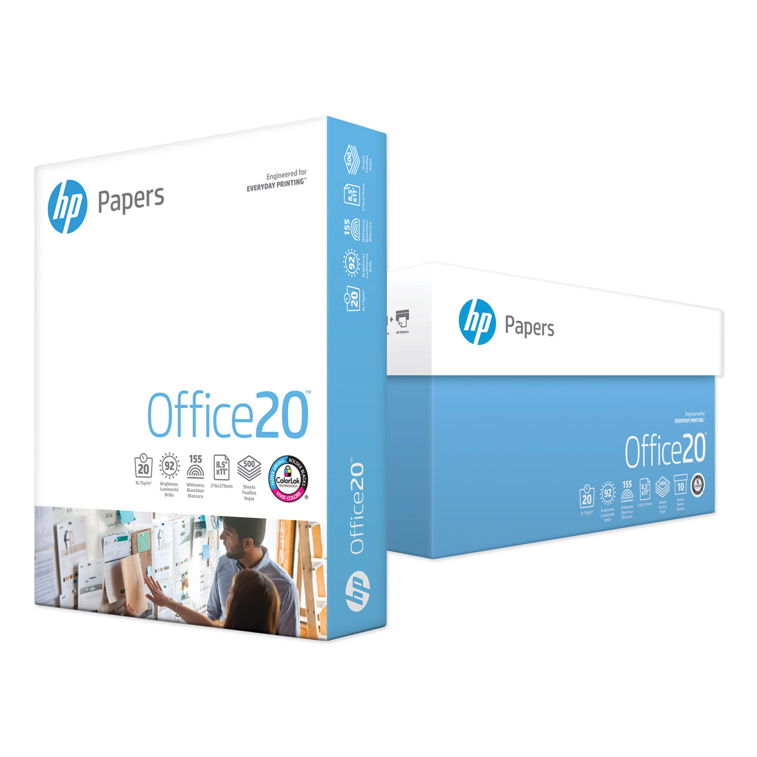 HP Office Recycled Paper, 92 Brightness, 20lb, 8-1/2 x 11, White