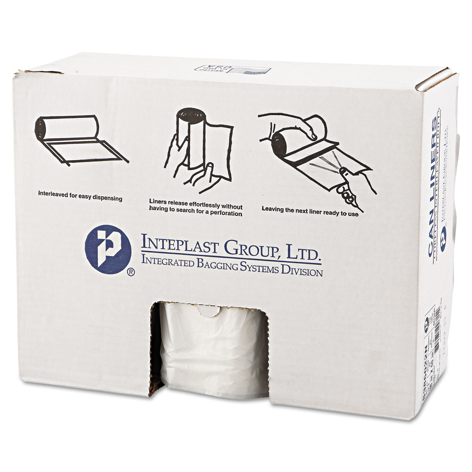 Inteplast Group IBSS386022N High-Density Can Liner, 38 x 60, 60gal, 22mic, Clear, 25/Roll, 6 Rolls/Case