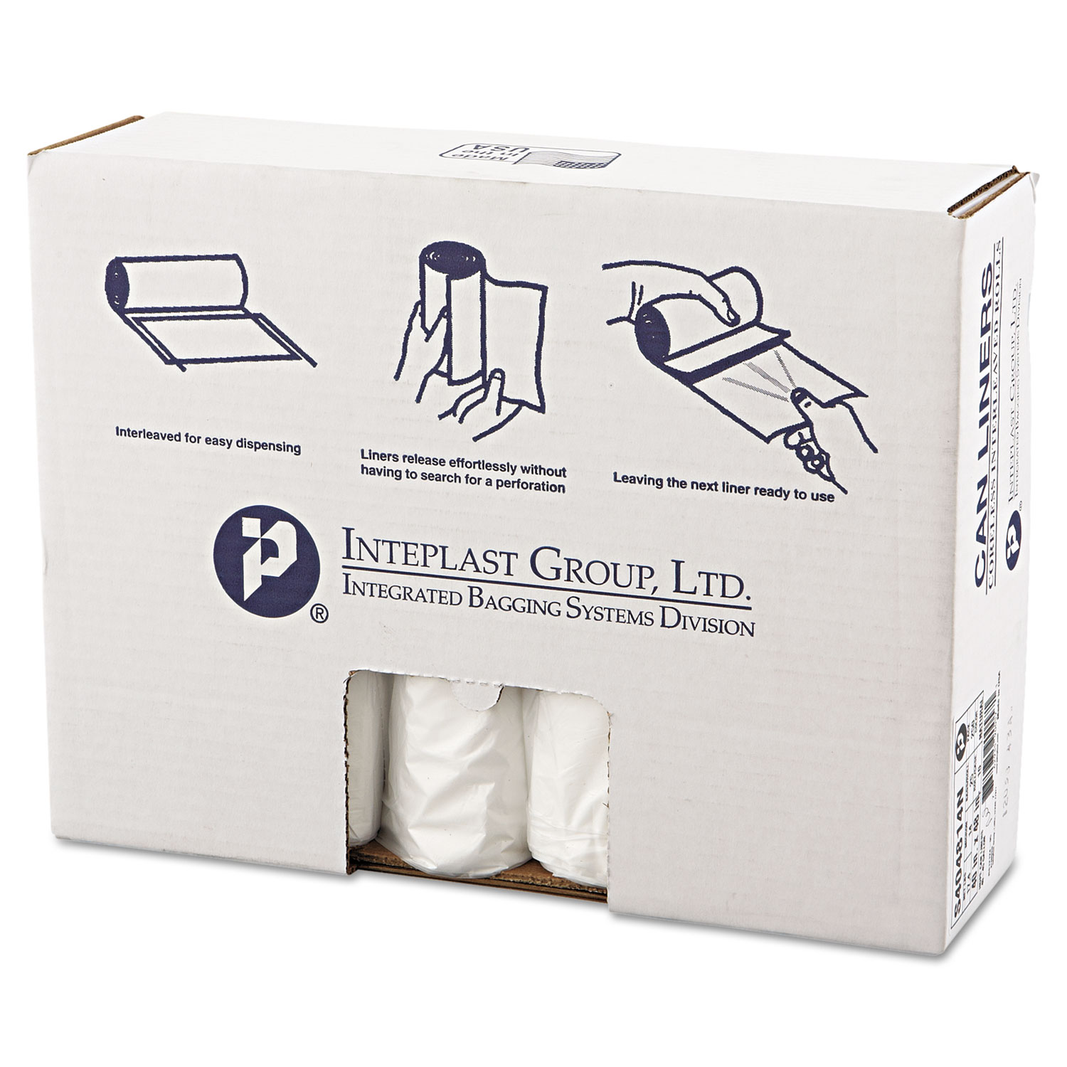 Inteplast Group IBSS404814N High-Density Can Liner, 40 x 48, 45gal, 14mic, Clear, 25/Roll, 10 Rolls/Case