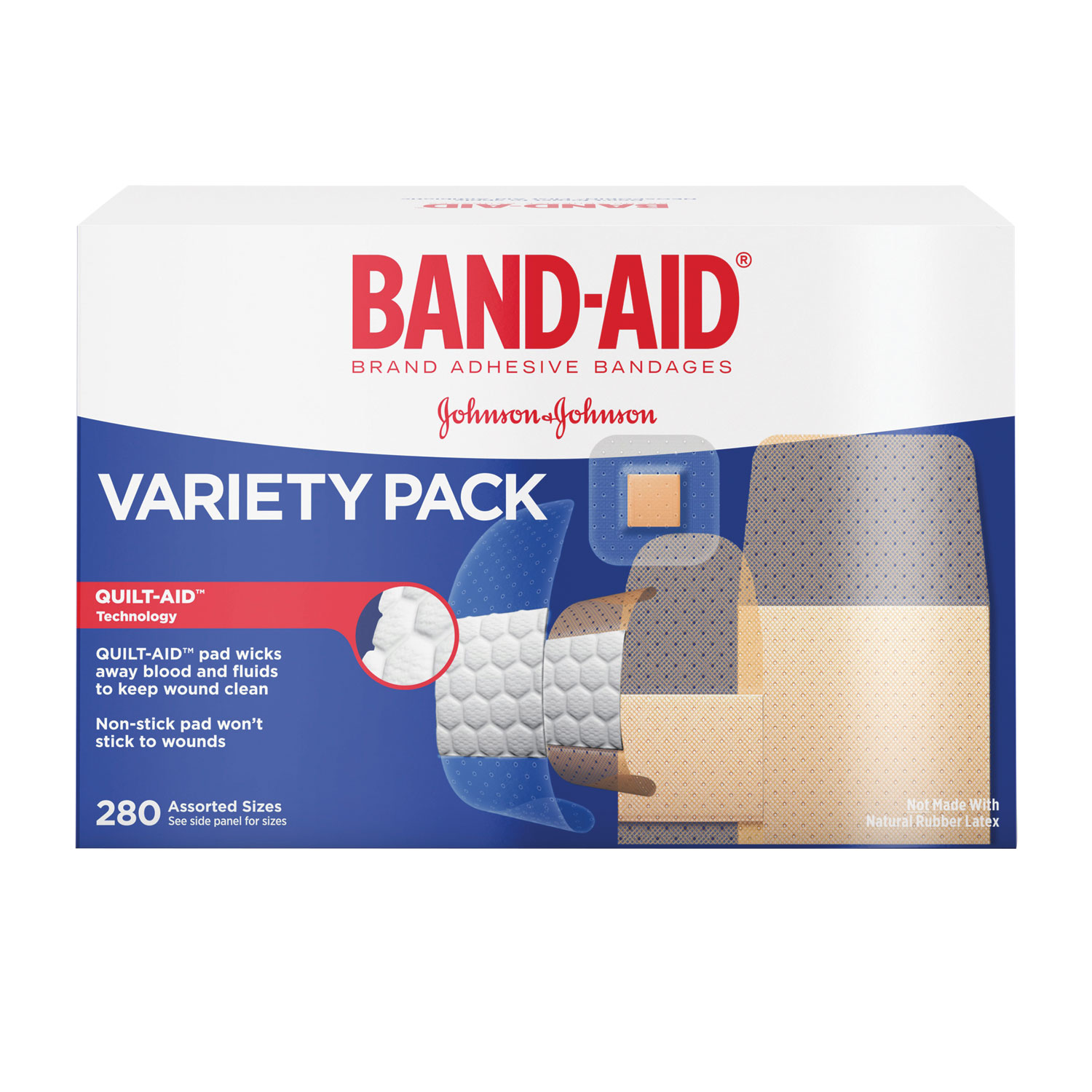 BAND-AID JOJ4711 Sheer/Wet Adhesive Bandages, Assorted Sizes, 280/Box
