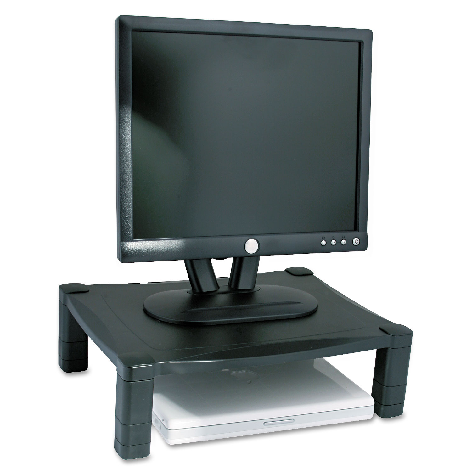 Kantek KTKMS400 Single Level Height-Adjustable Stand, 17 x 13 1/4 x 3 to 6 1/2, Black