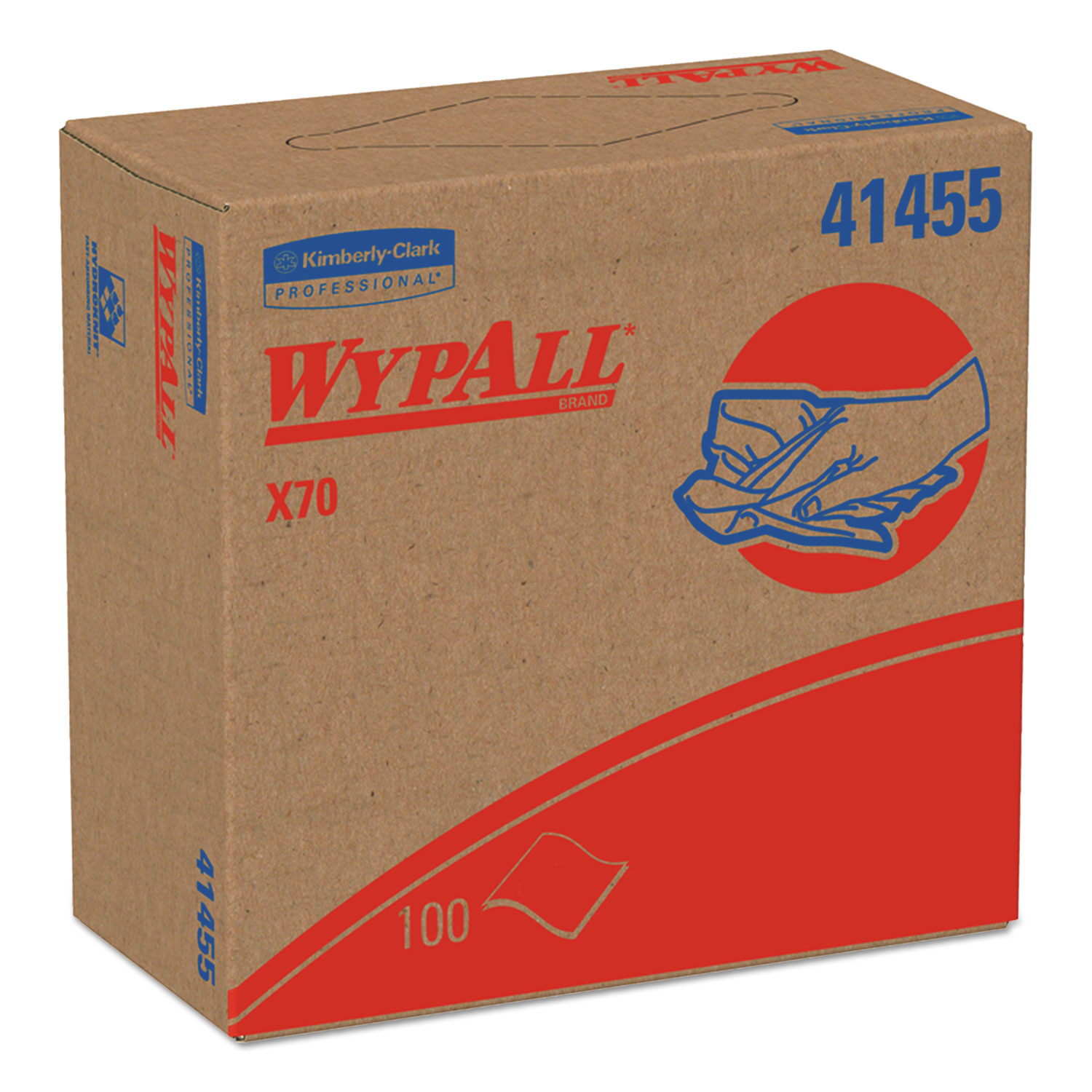 WypAll KCC41455 X70 Cloths, POP-UP Box, 9 1/10 x 16 4/5, White, 100/Box, 10 Boxes/Case