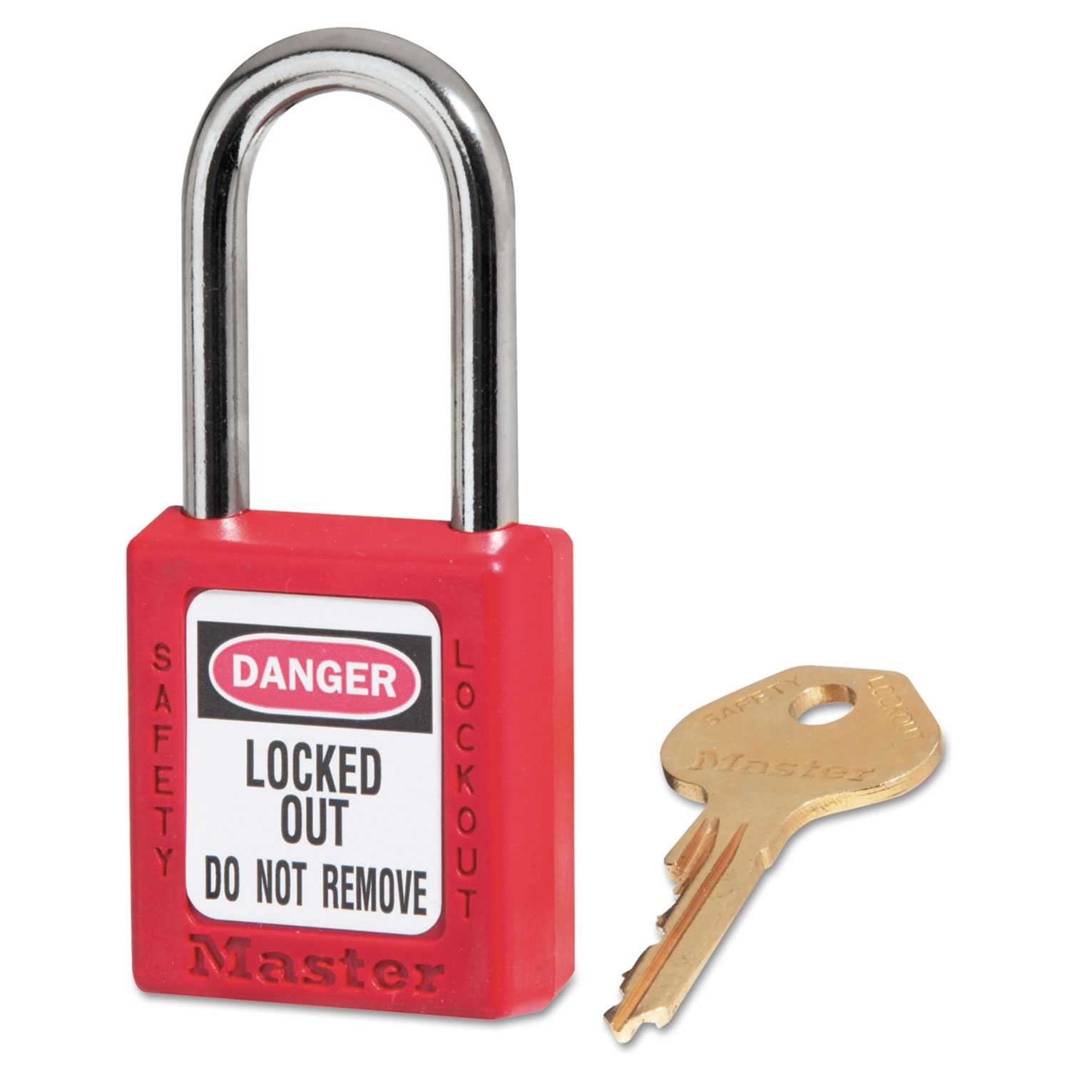 Master Lock 470-410RED Government Safety Lockout Padlock, Zenex, 1 1/2", Red, 1 Key