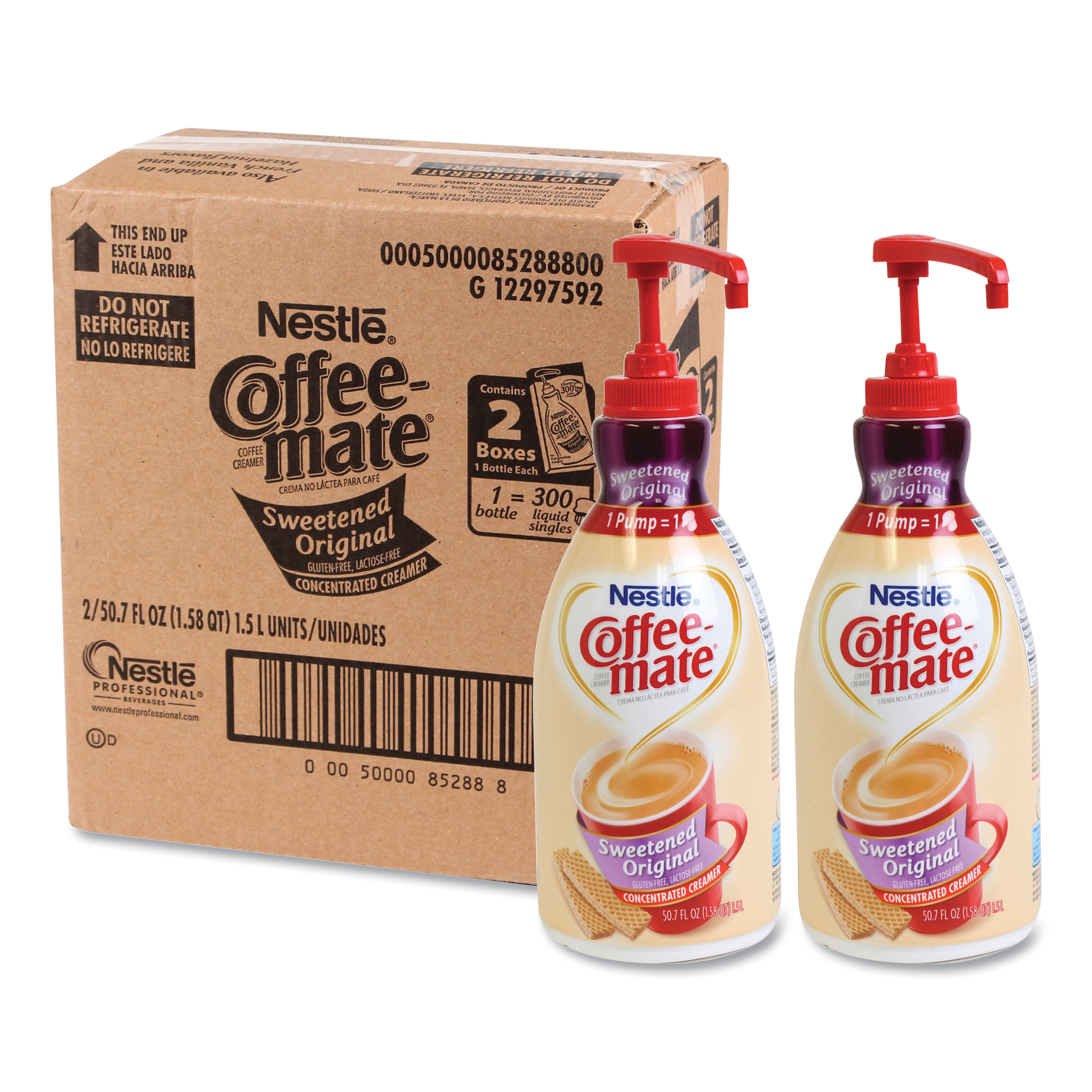 Coffee-mate NES13799CT Liquid Coffee Creamer, Sweetened Original, 1.5 Liter Pump Bottle, 2/Case