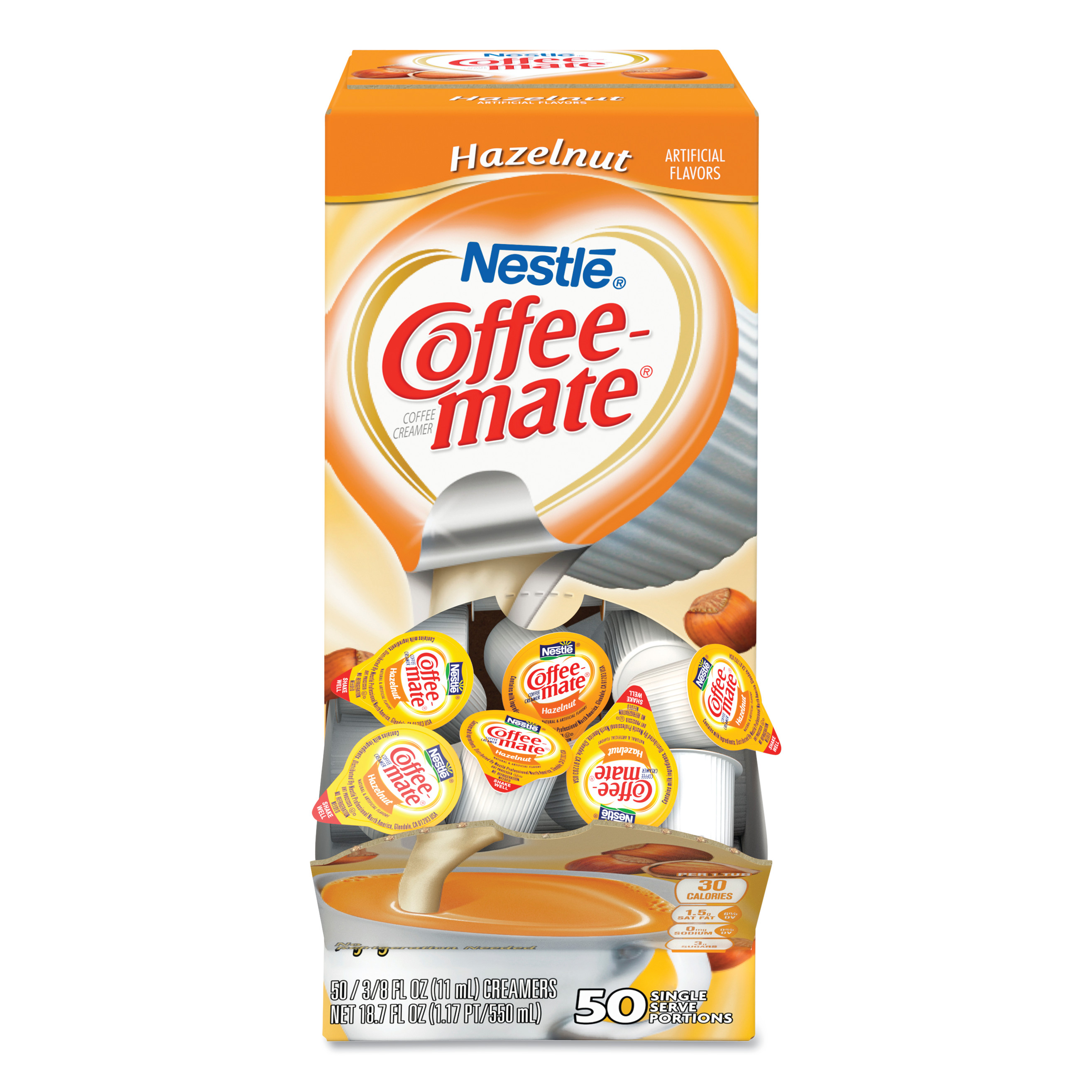 Coffee-mate NES35180BX Hazelnut Creamer, 0.375oz, 50/Box