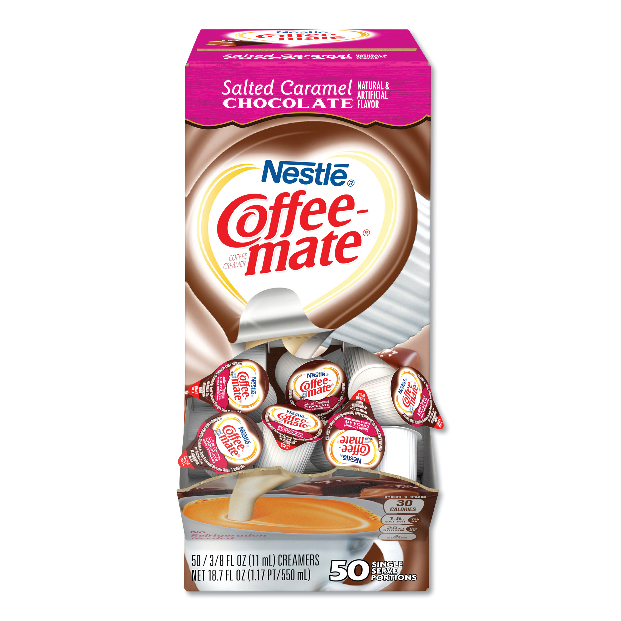 Coffee-mate NES77197 Liquid Coffee Creamer, Salted Caramel Chocolate, 0.375 oz Mini Cups, 50/Box