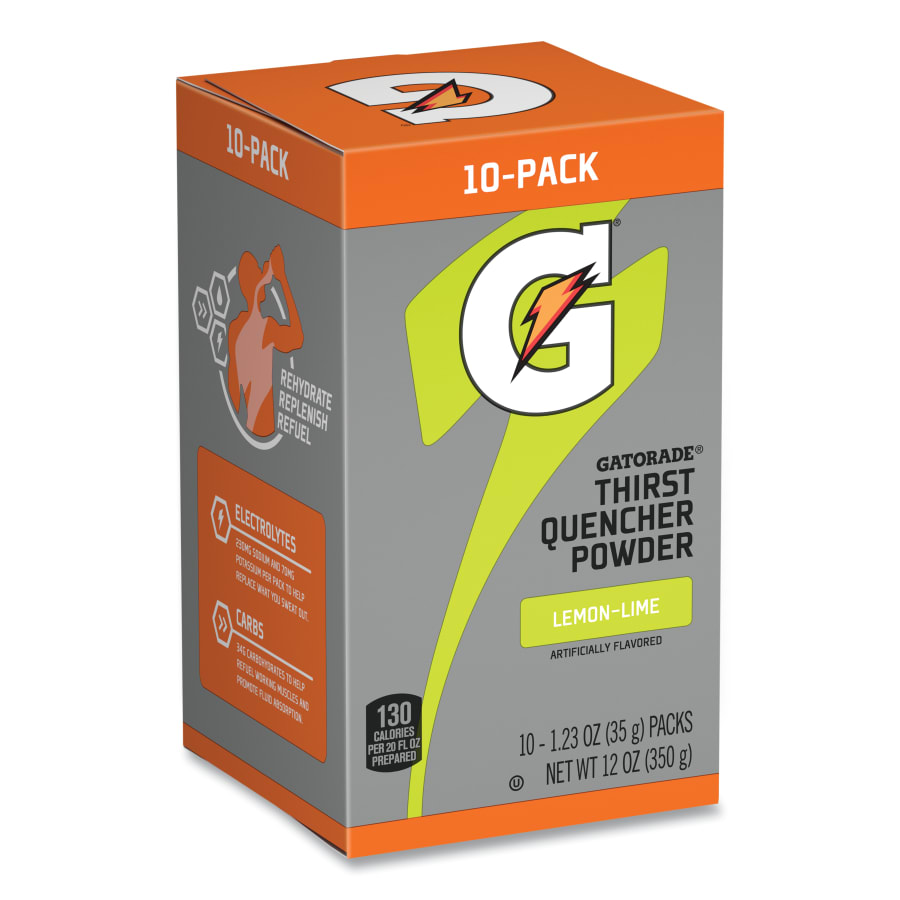 Gatorade 308-04700 Thirst Quencher Powder Drink Mix, Lemon-Lime, 1.23oz Stick, 80/Case