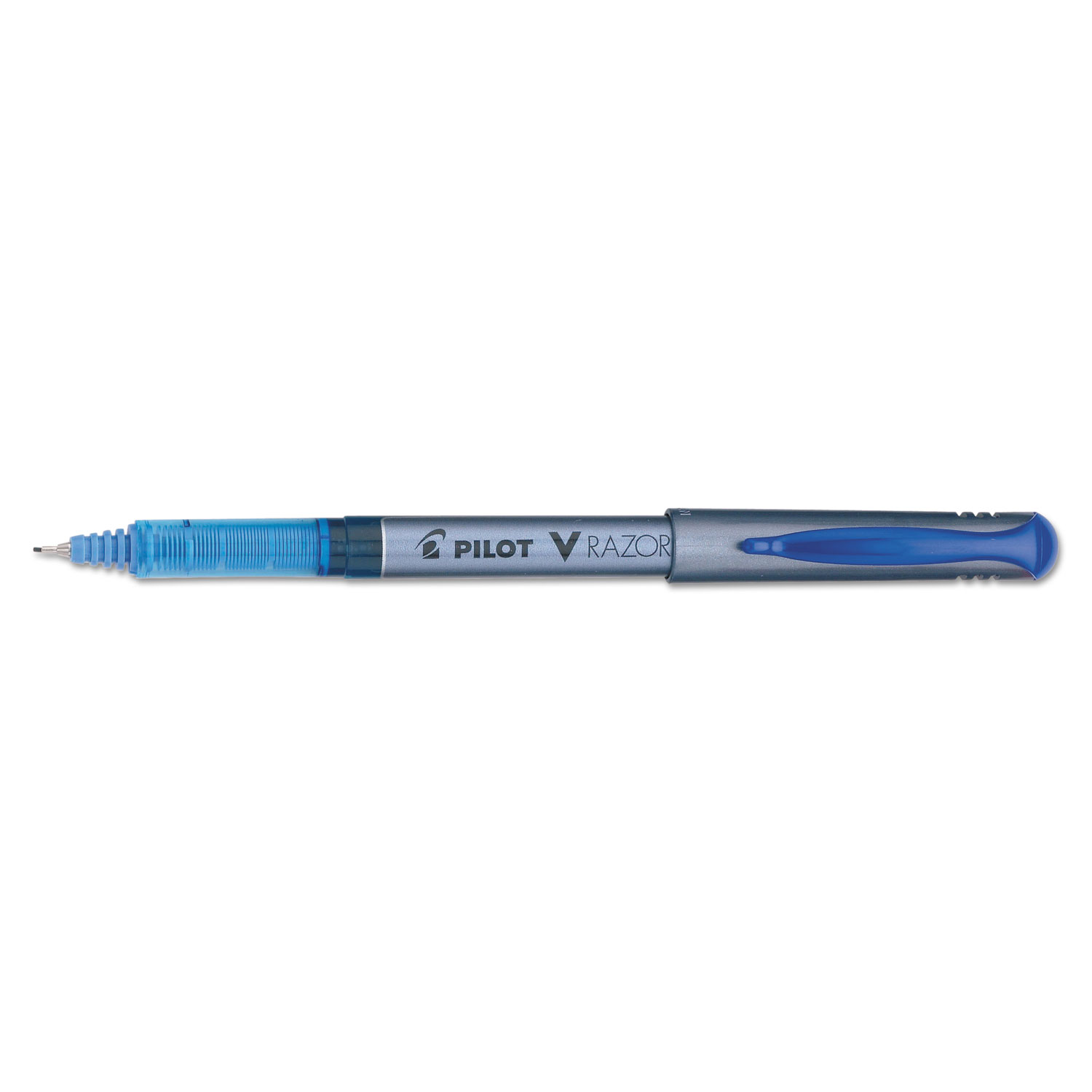 Pilot PIL11021 V Razor Point Liquid Ink Stick Marker Pen, 0.5mm, Blue Ink, Gray Barrel, Dozen