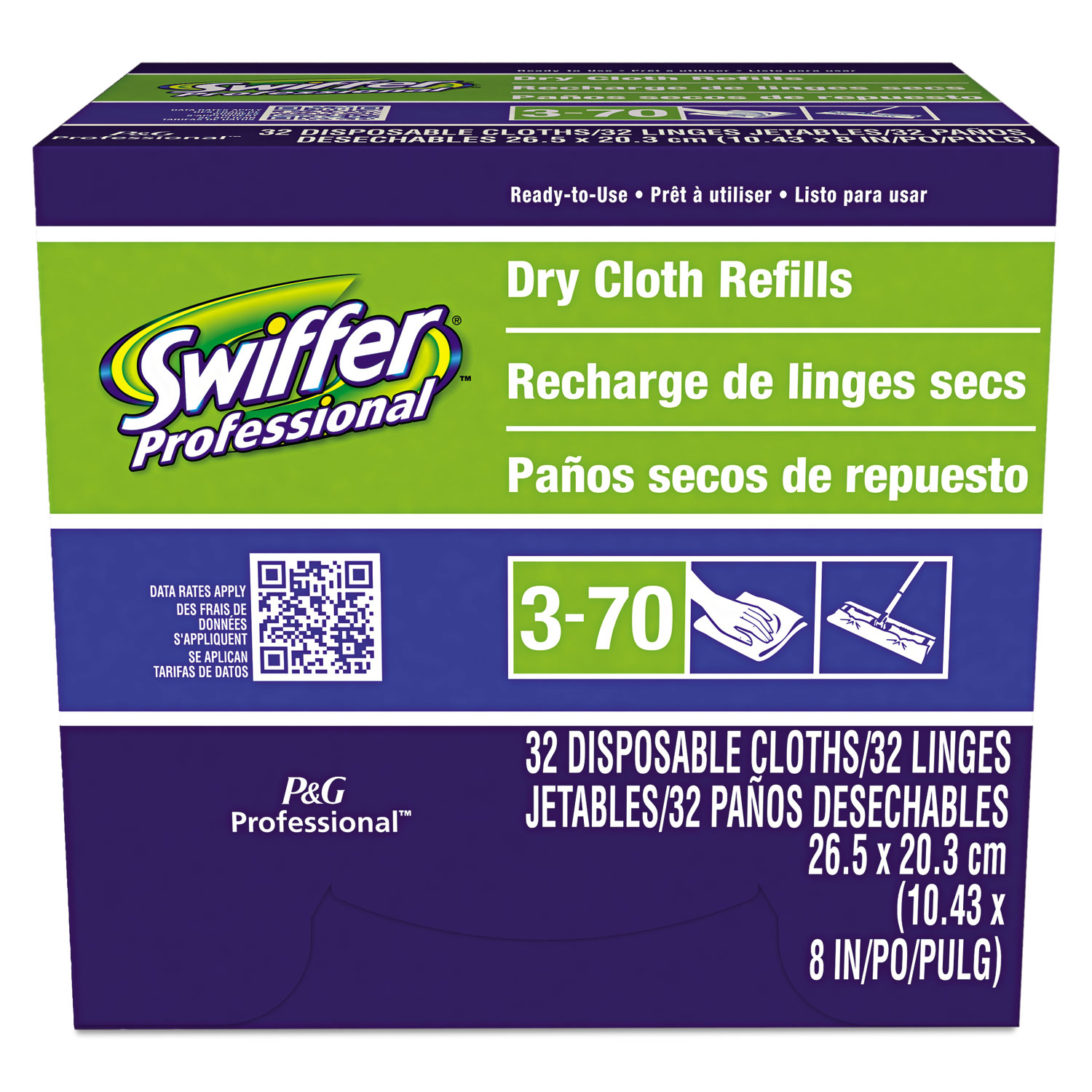Swiffer PGC33407BX Dry Refill Cloths, White, 10 5/8" x 8", 32/Box