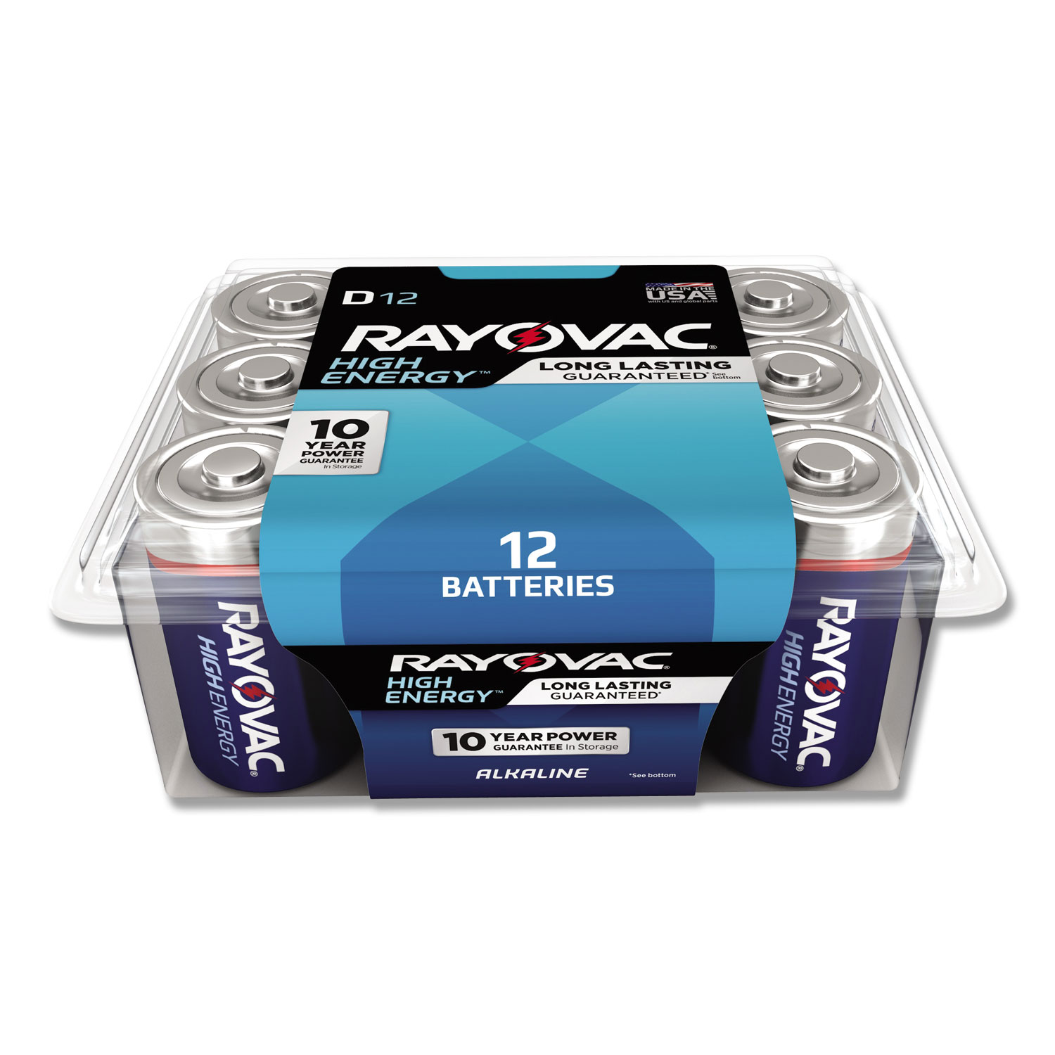 Rayovac RAY81312PPK Alkaline Battery, D, 12/Pack