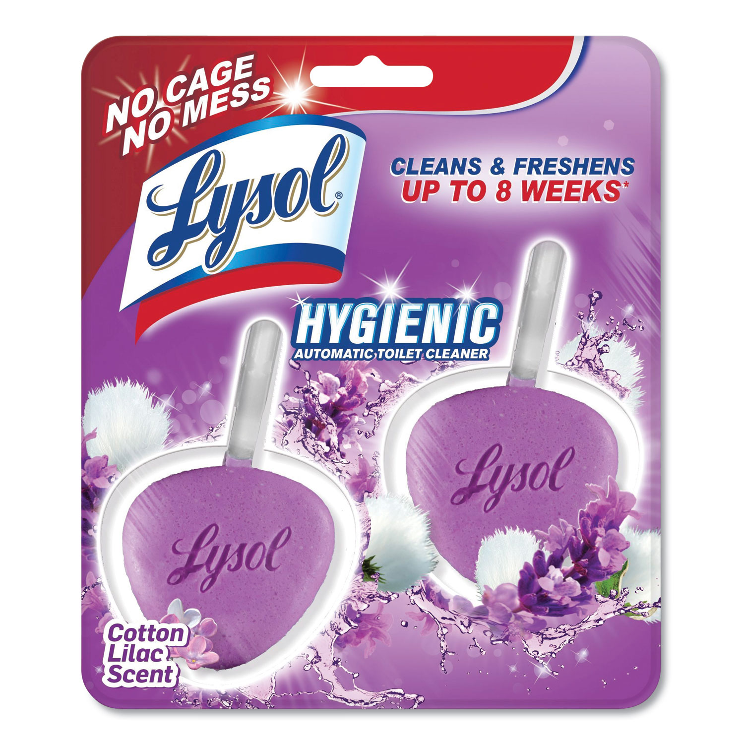 LYSOL Brand RAC83722 Hygienic Automatic Toilet Bowl Cleaner, Cotton Lilac,  2/Pack