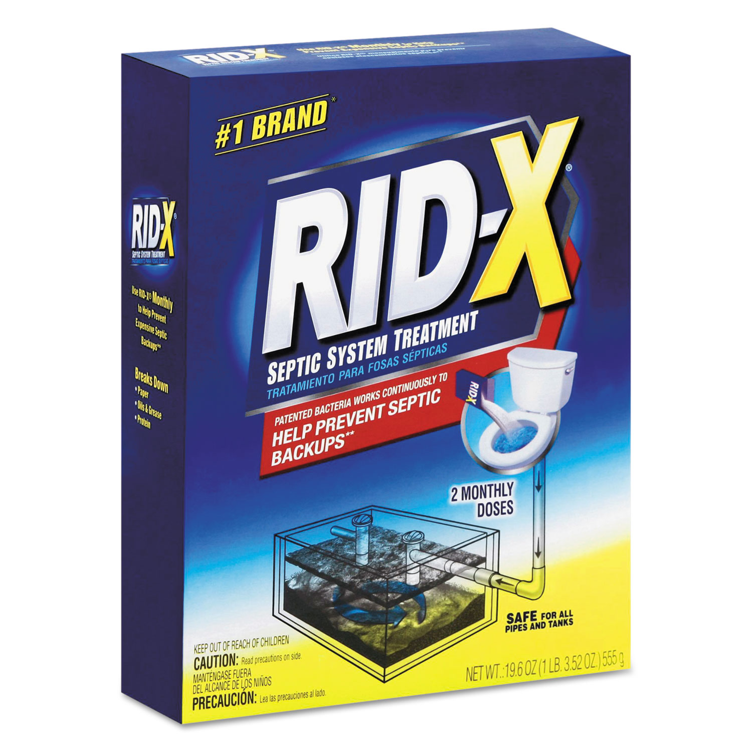 RID-X RAC80307 Septic System Treatment Concentrated Powder, 19.6 oz, 6/Case