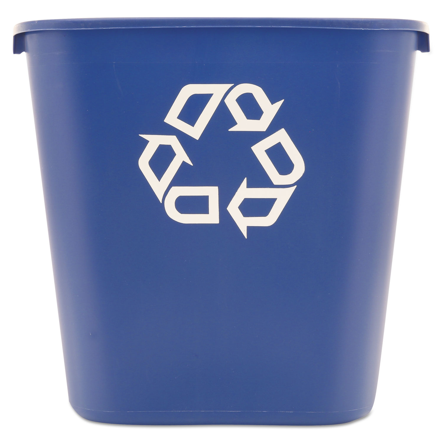 Rubbermaid Commercial RCP295673BE Medium Deskside Recycling Container, Rectangular, Plastic, 28.125qt, Blue
