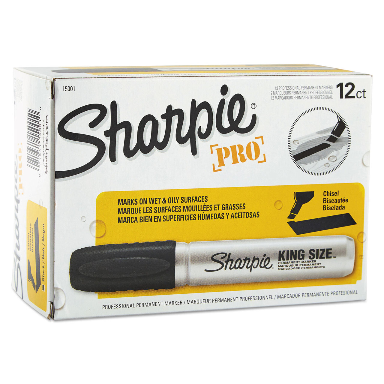 Sharpie SAN15001A King Size Permanent Marker, Broad Chisel Tip, Black, Dozen