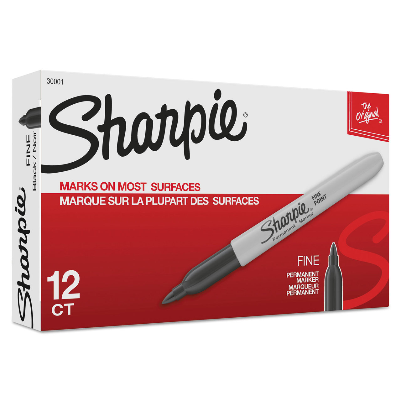 Sharpie SAN30001B Fine Tip Permanent Marker, Black, Dozen